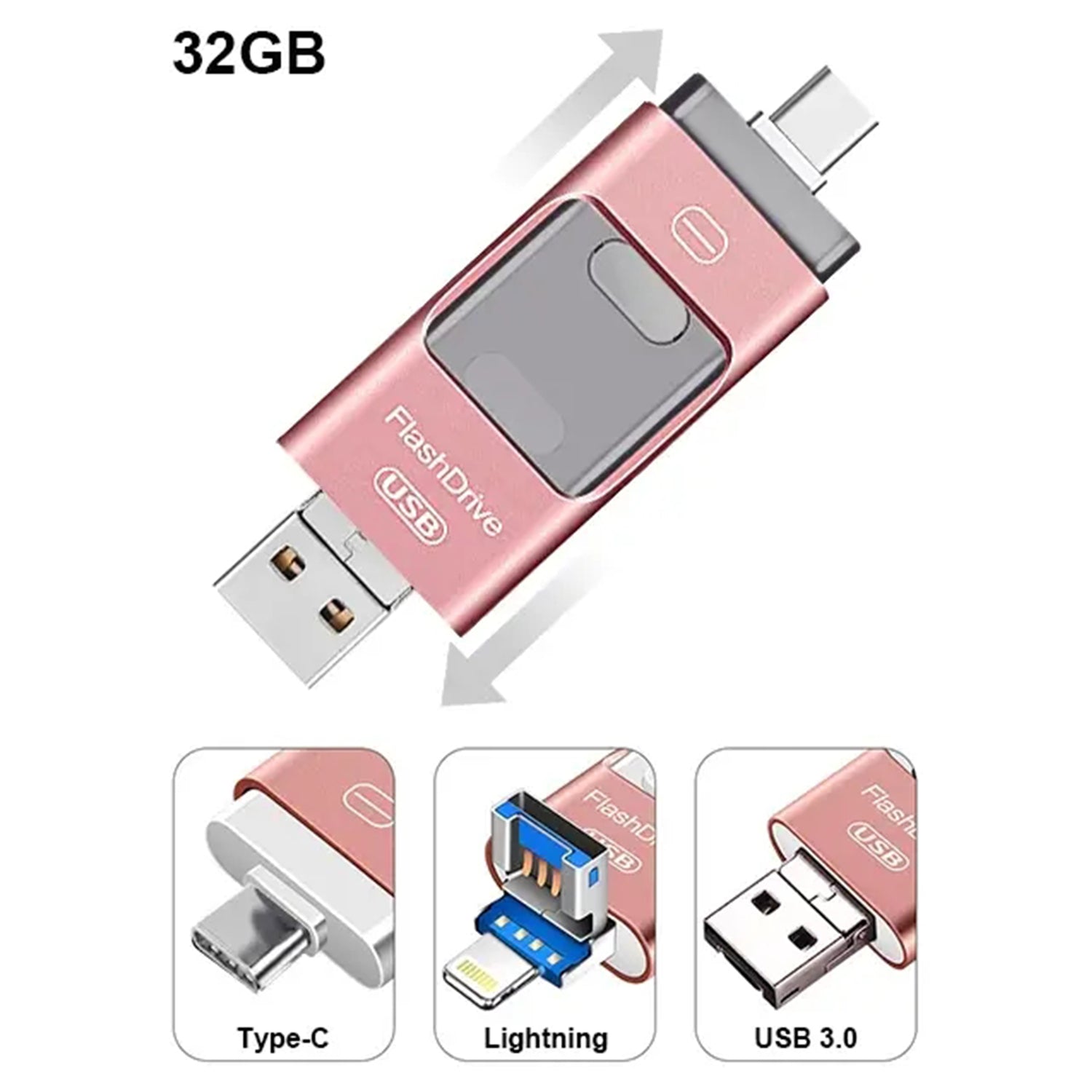 3 in1(Type C & Lightning & USB3.0) i Flash Drive for Apple iOS & Android & Computers  (32GB)