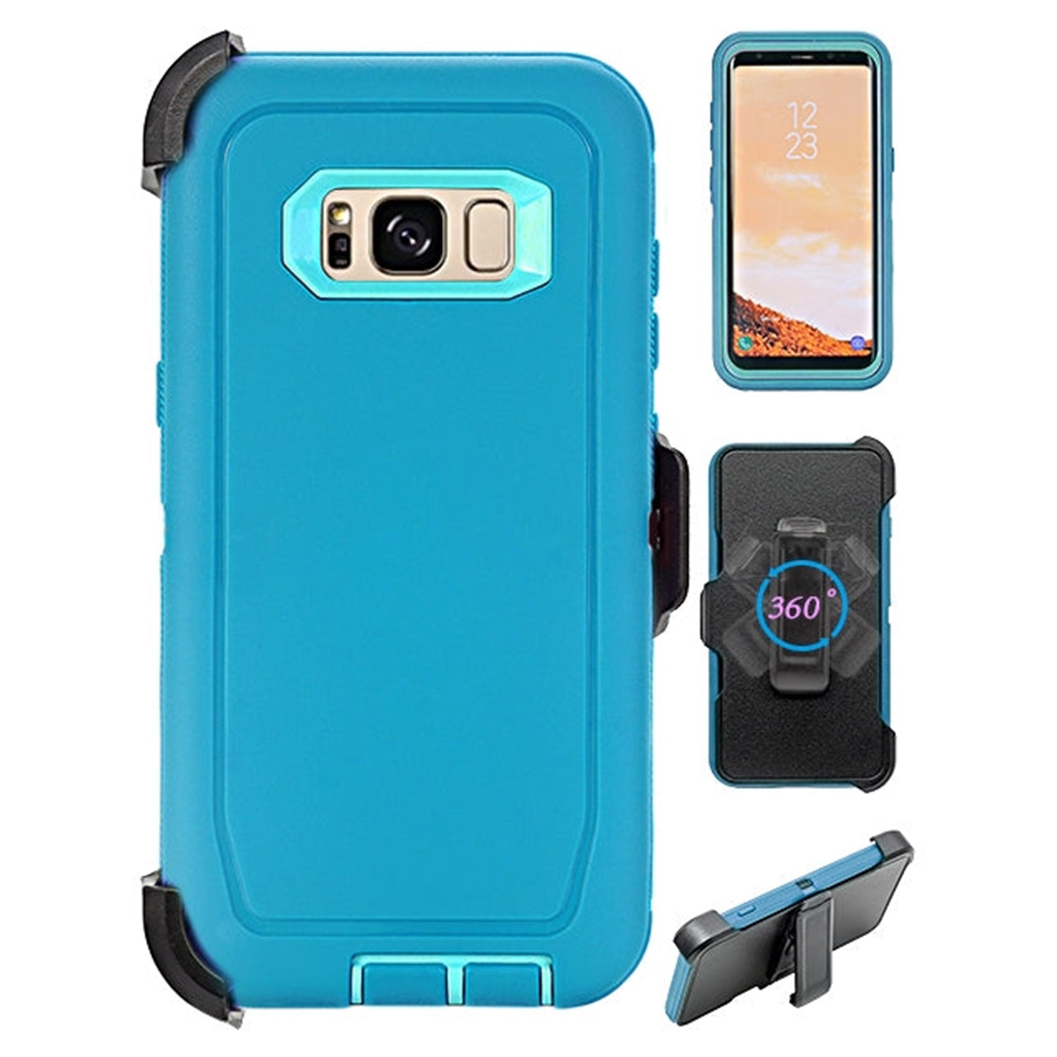 Samsung Galaxy S8 Heavy Duty Shock Reduction Case with Belt Clip (No Screen)