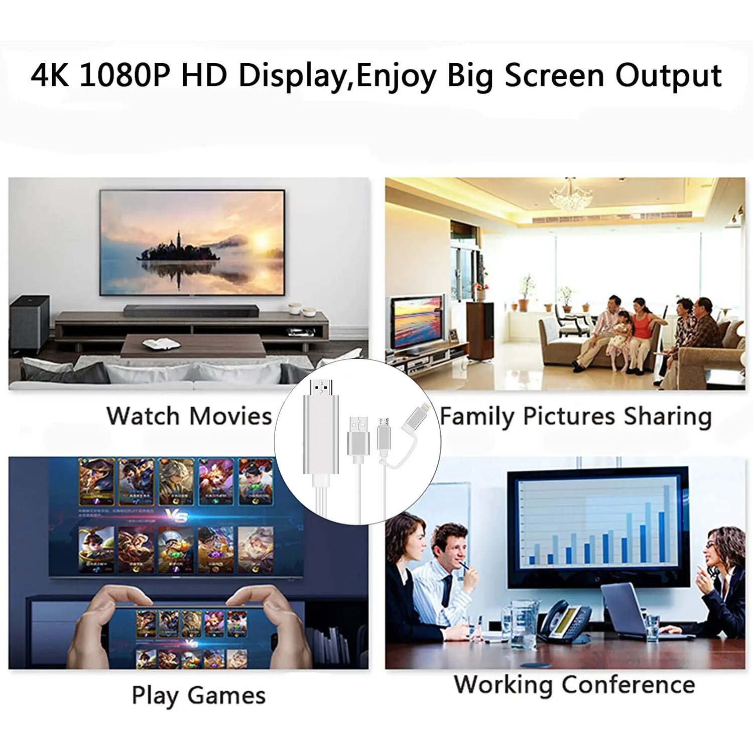 HDTV Cable for Lightning & Micro USB Connector 2 in 1