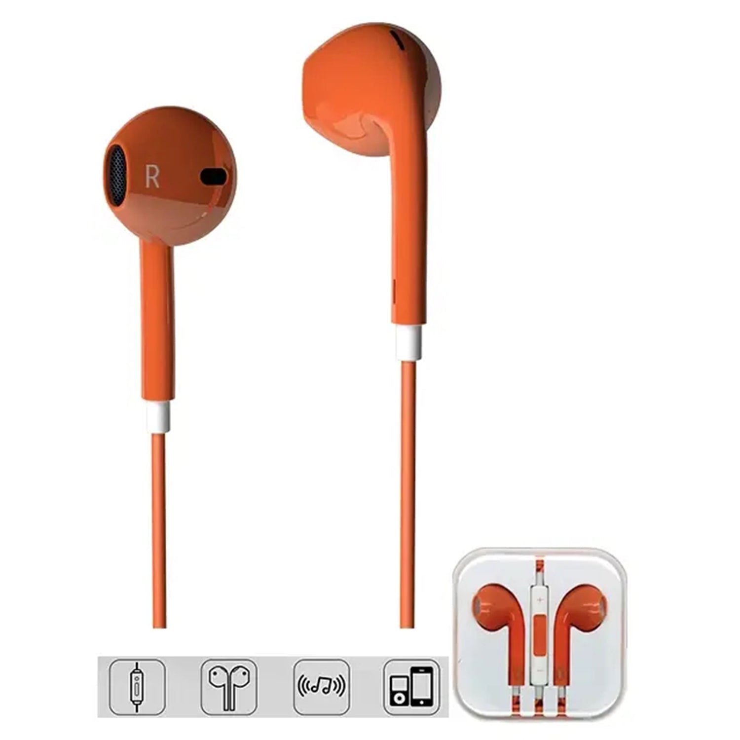 3.5MM Aux Earphone with Built-in Microphone & Volume Control for iPhone 6/SE/5/Android