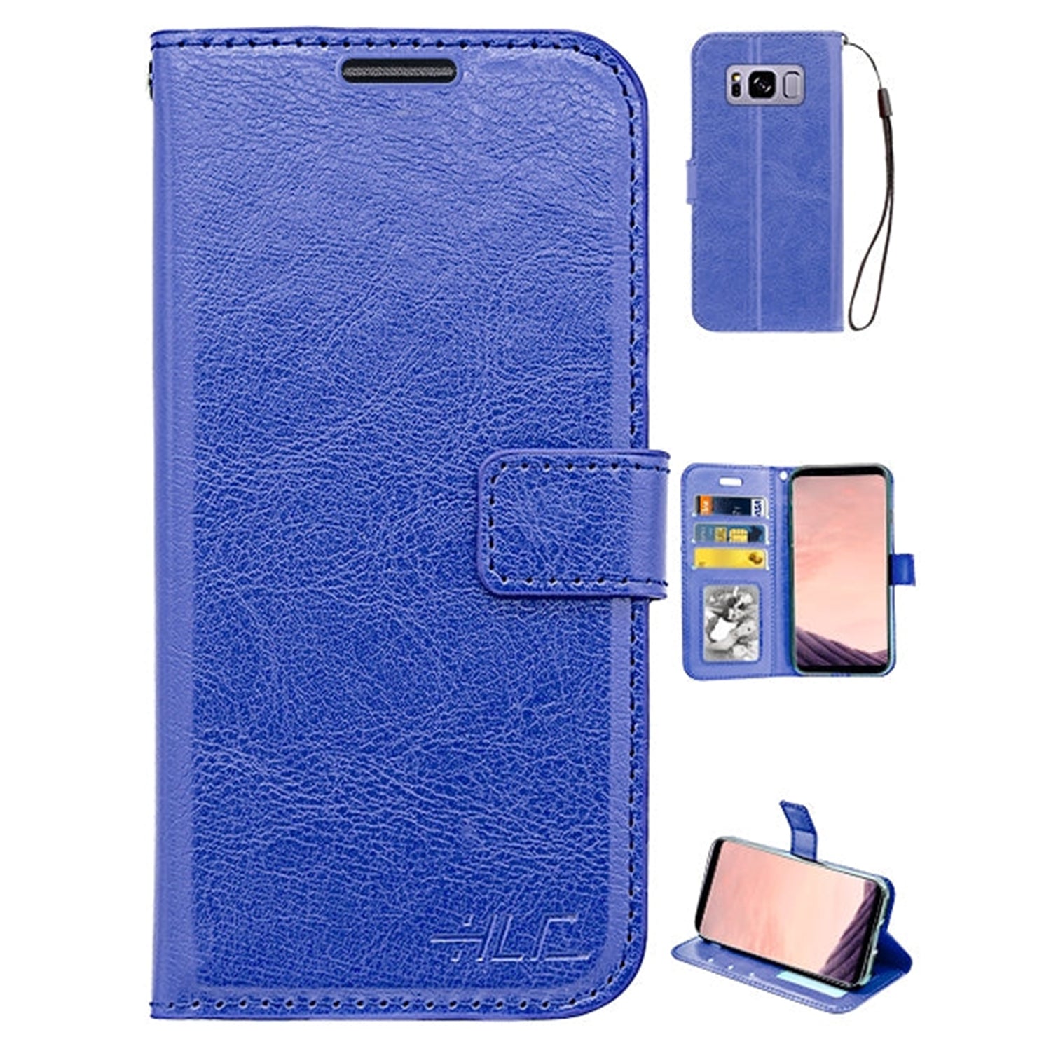 Real Plain Leather Wallet Case for Galaxy S8 Plus