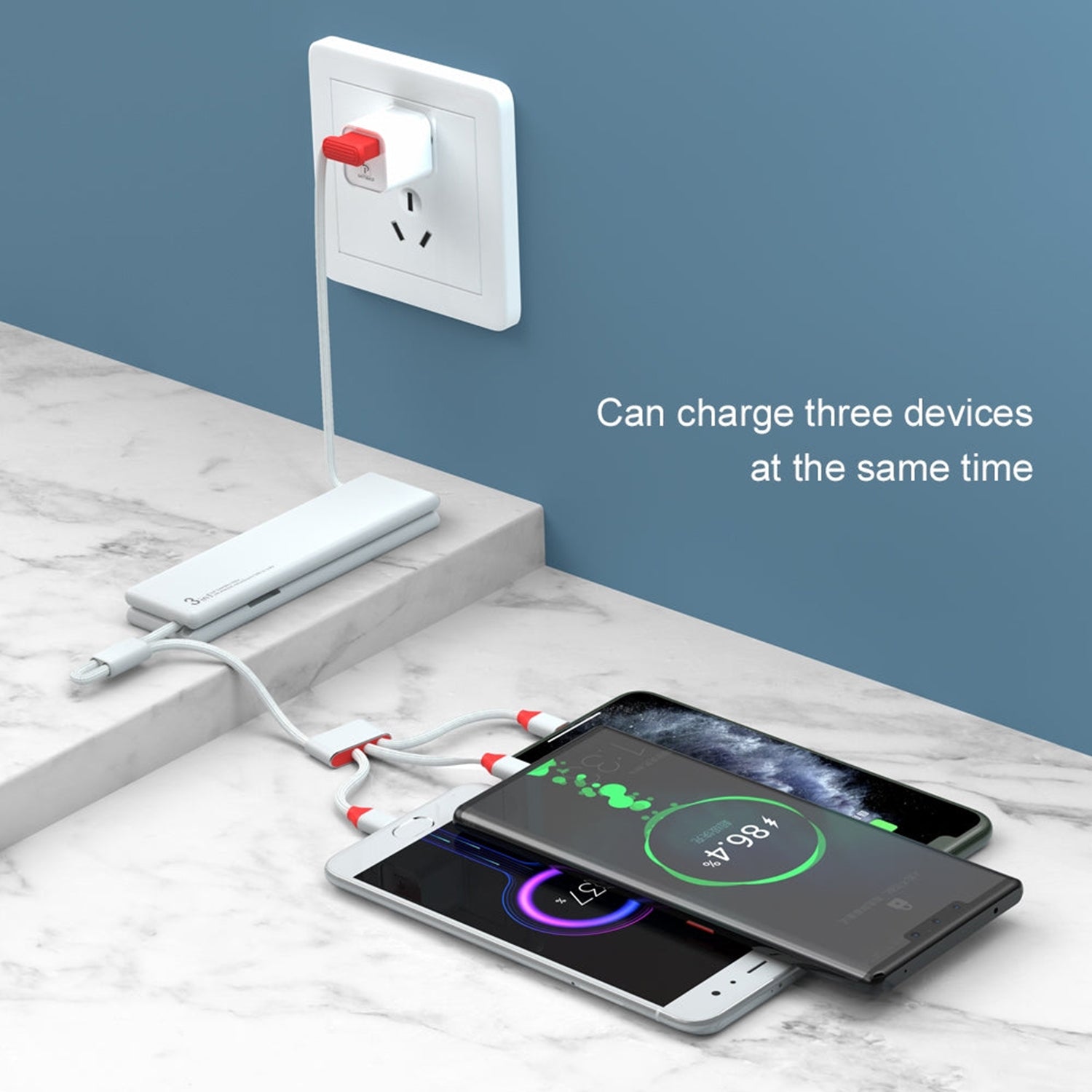 3 in 1  Fast charging small and exquisite  data cables-White