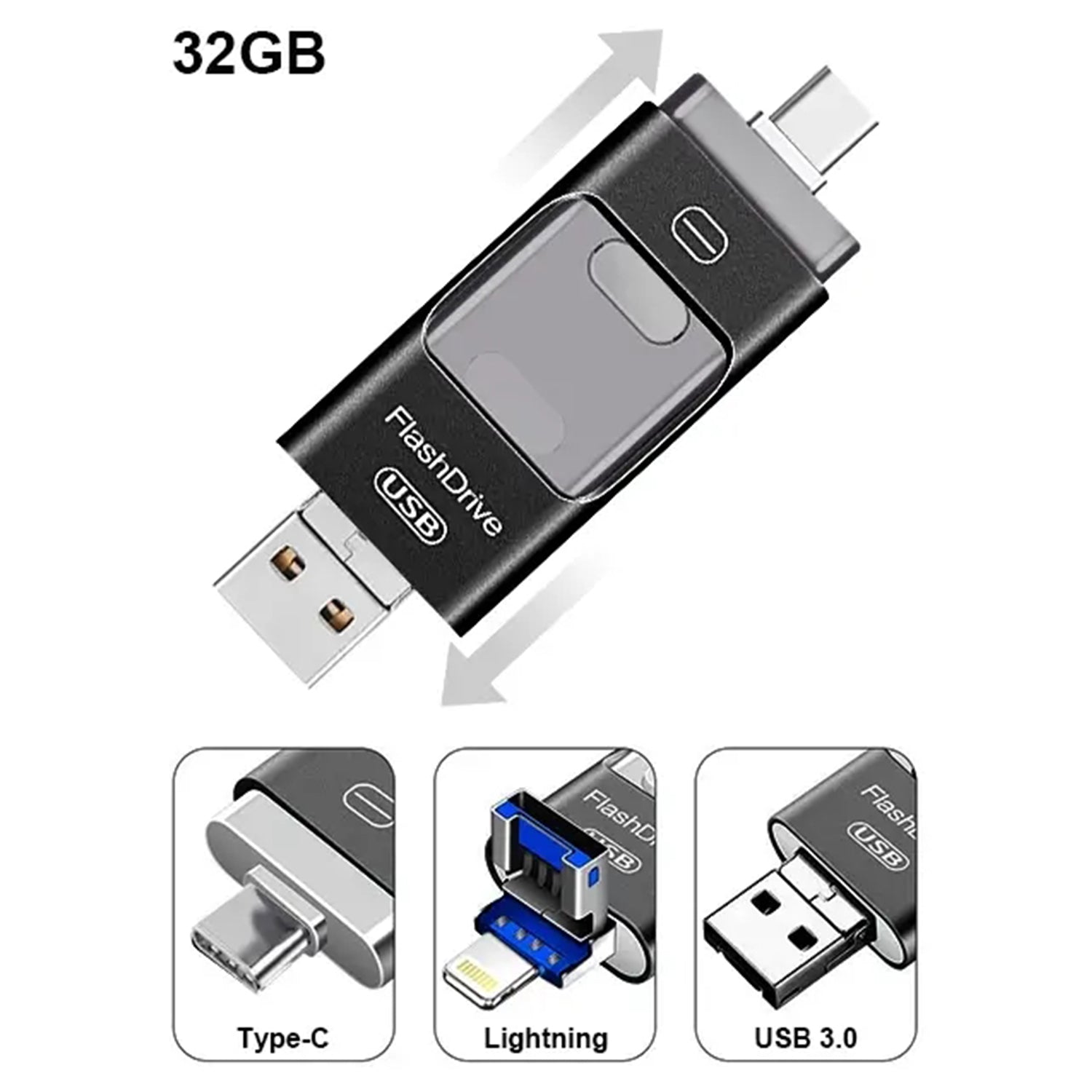 3 in1(Type C & Lightning & USB3.0) i Flash Drive for Apple iOS & Android & Computers  (32GB)