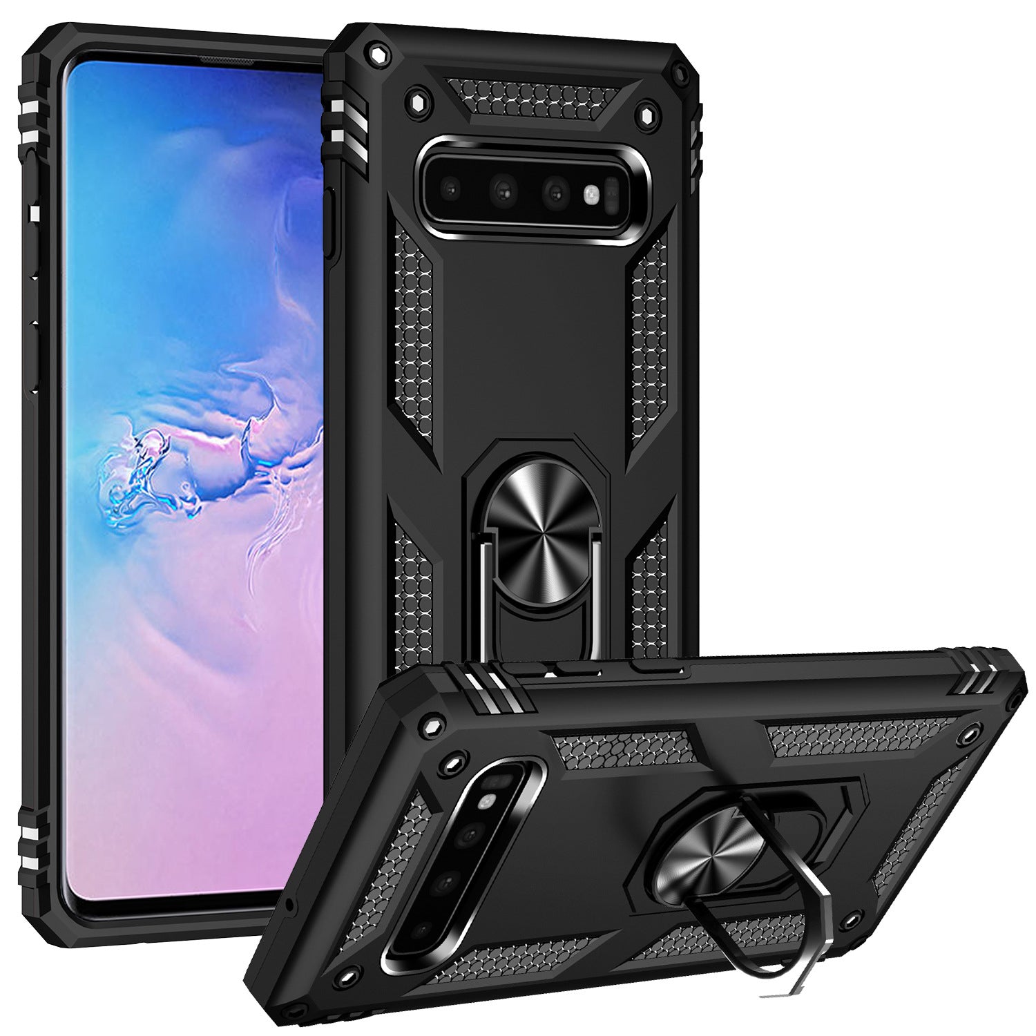Dual Colors Ring Magnetic GPS car mount Phone Holder for Samsung Galaxy S10 Plus Case