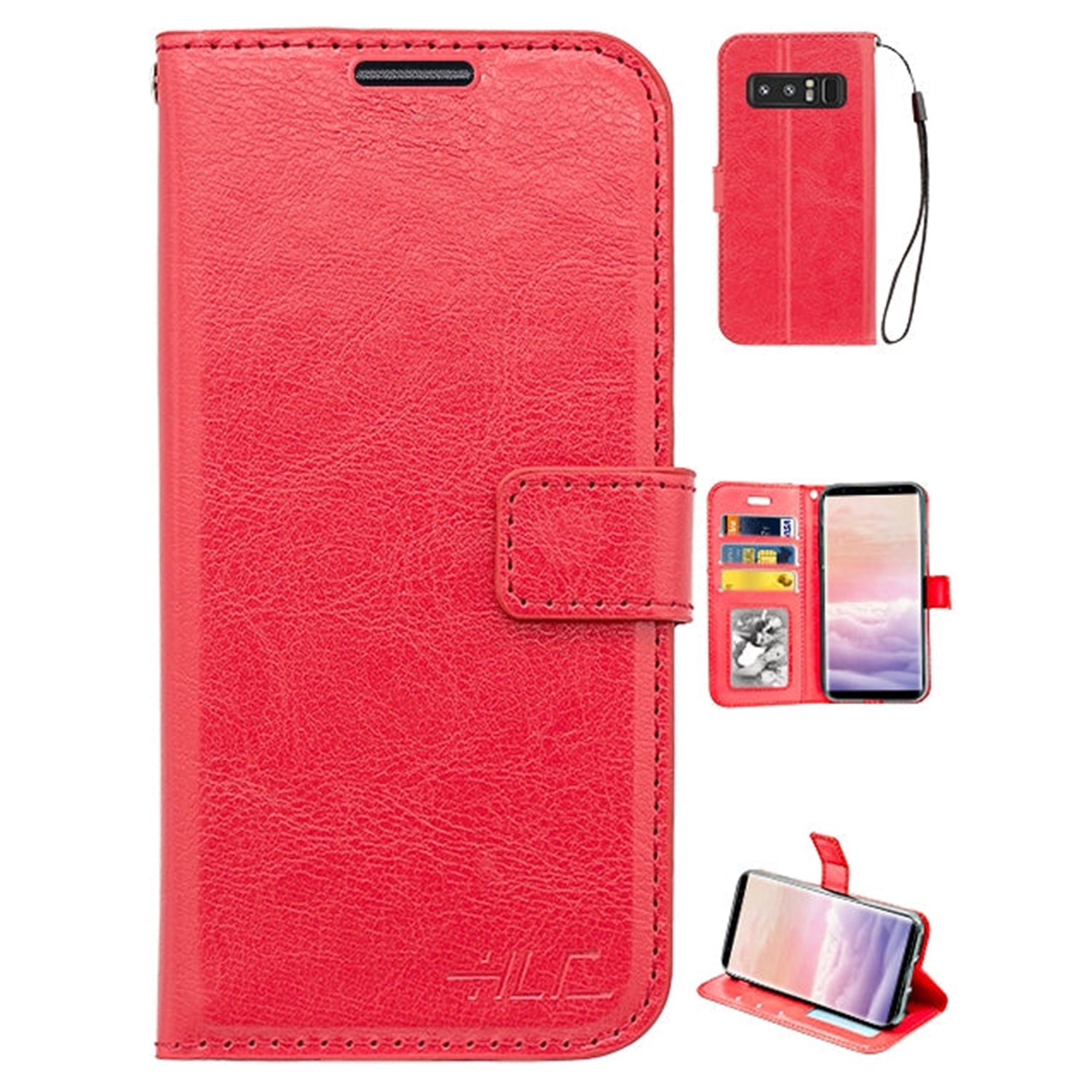 Note 8 Real Plain Leather Wallet Case