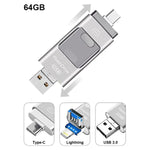 3 in1(Type C & Lightning & USB3.0) i Flash Drive for Apple iOS & Android & Computers (64GB)