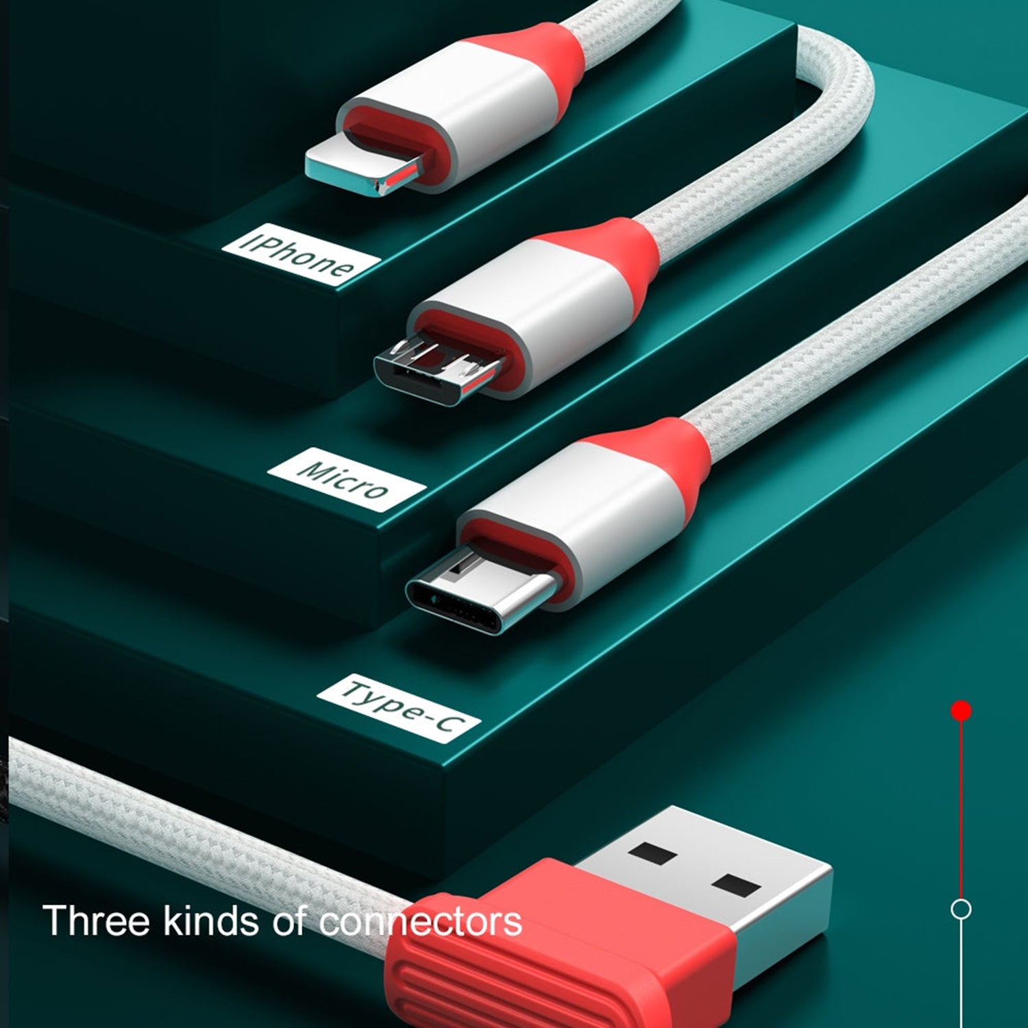 3 in 1  Fast charging small and exquisite  data cables-White