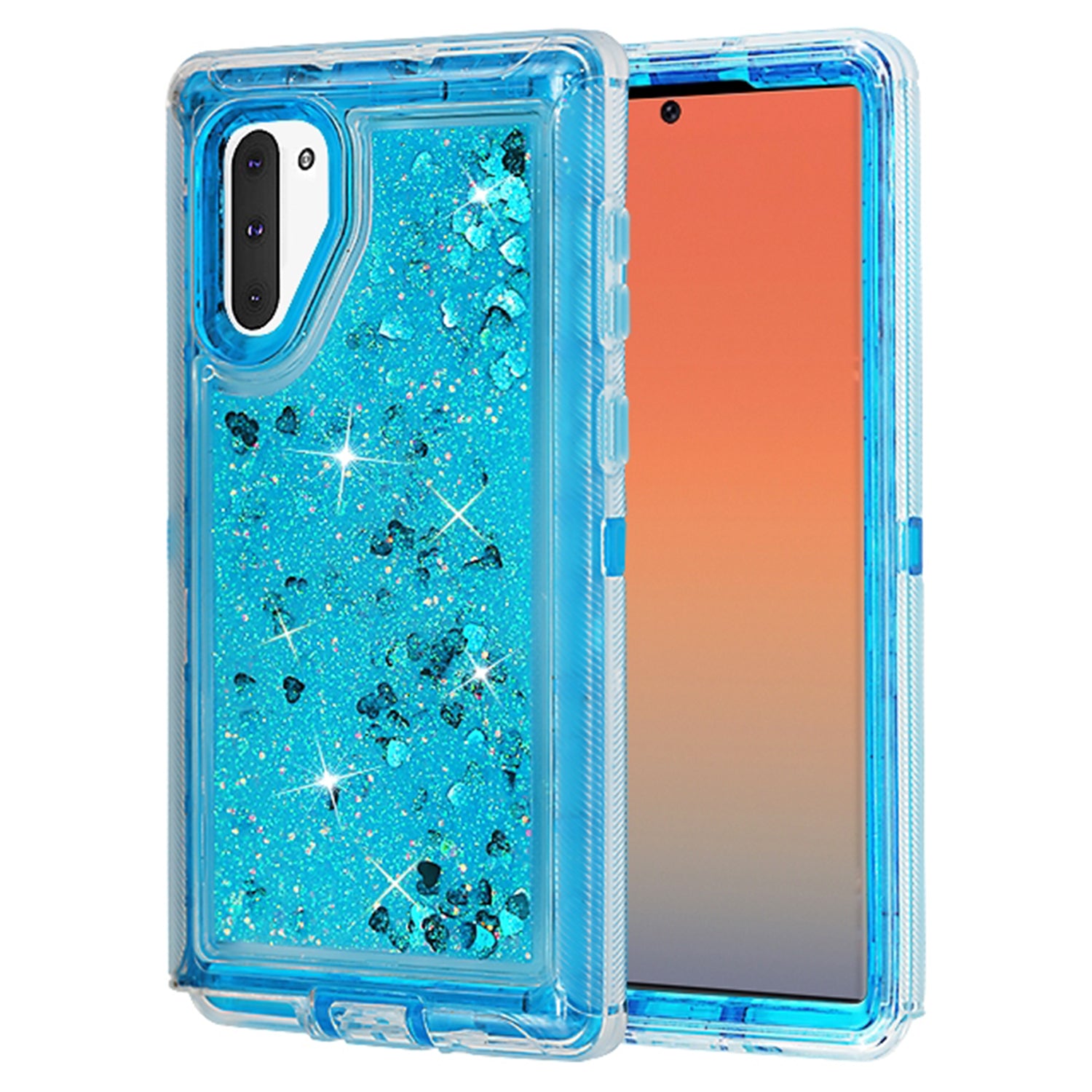 Transparent Floating Glitter Heavy Duty Case Compatible with Samsung Galaxy Note 10