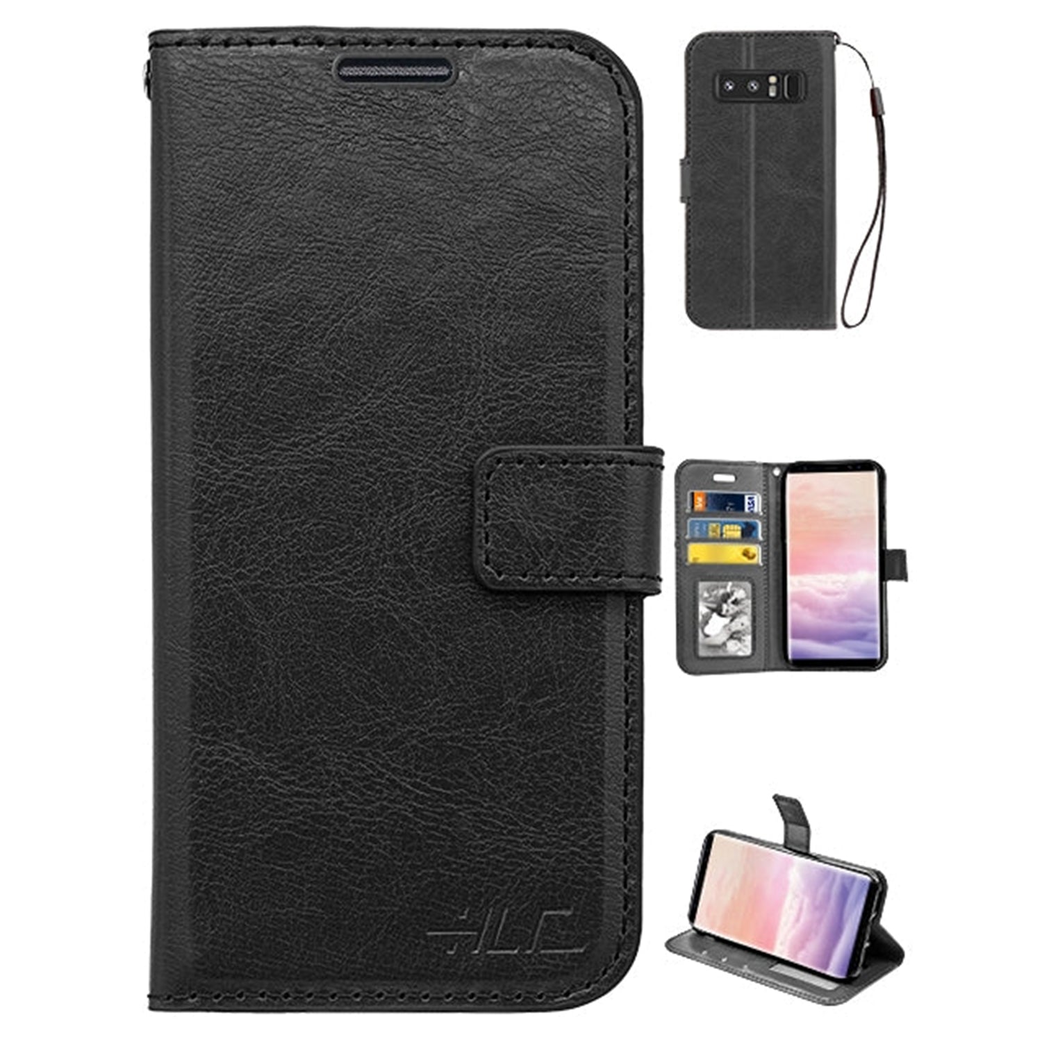Note 8 Real Plain Leather Wallet Case