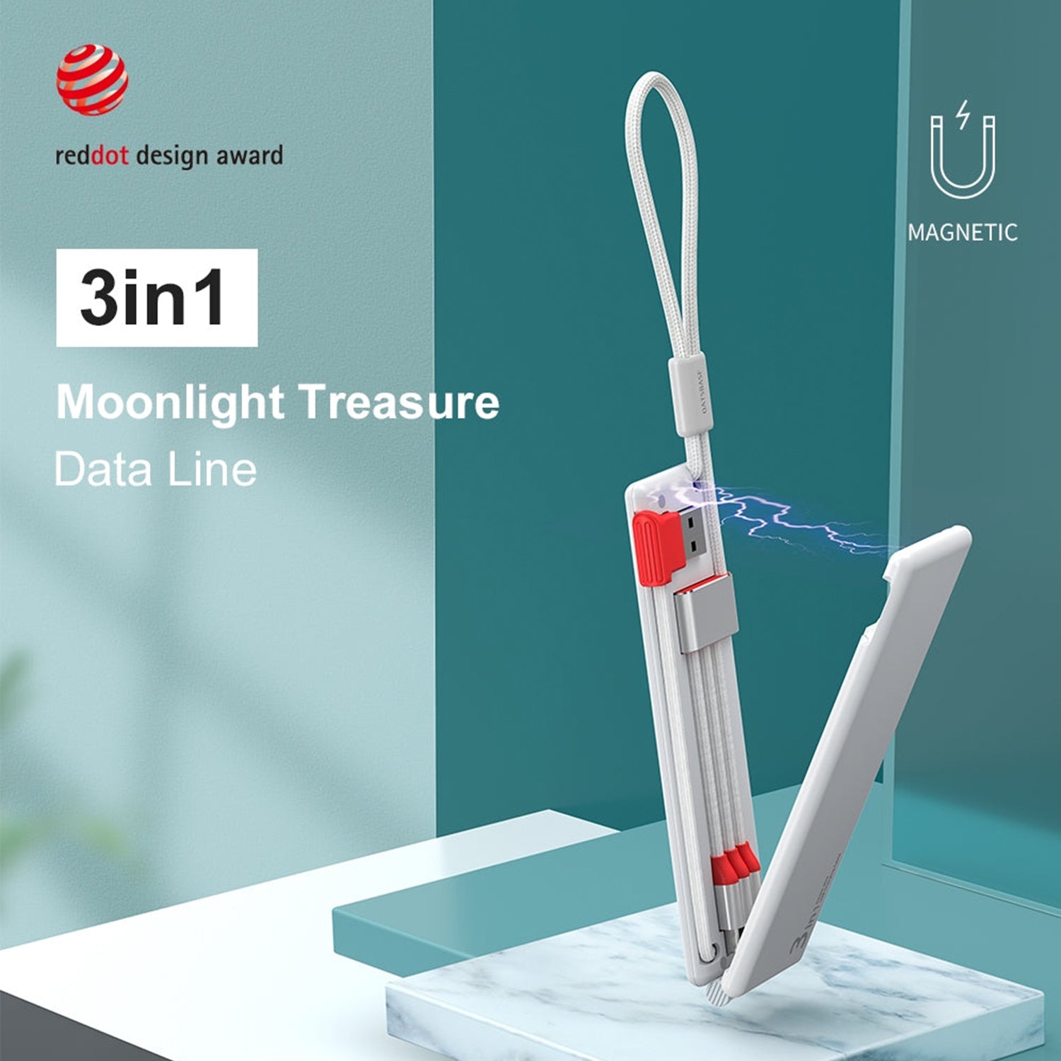 3 in 1  Fast charging small and exquisite  data cables-White
