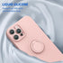 Soft Liquid Silicone Case With Stand Ring Holder For iPhone 13 Pro Max (6.7")