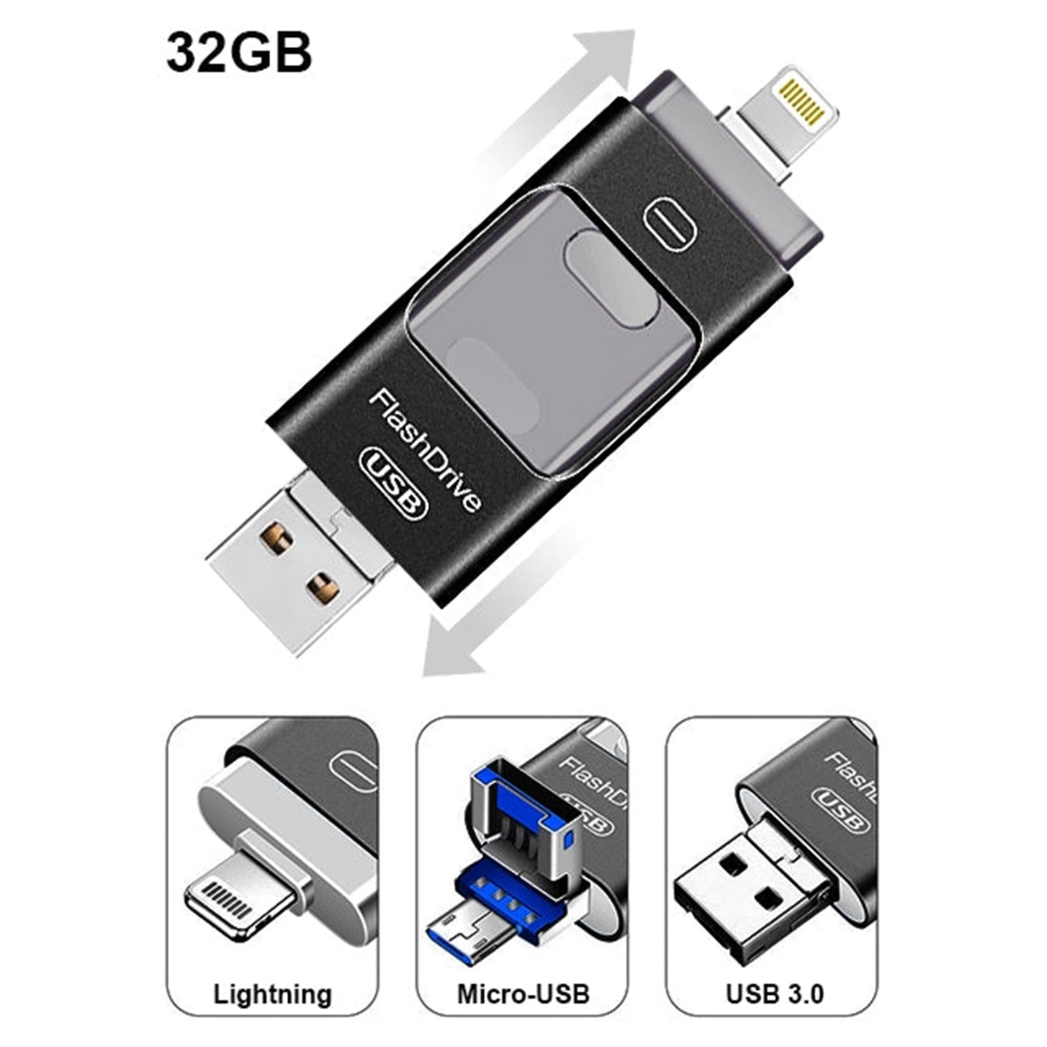 32GB 3 in 1 i Flash Drive for Apple iOS Devices & Android & Computers