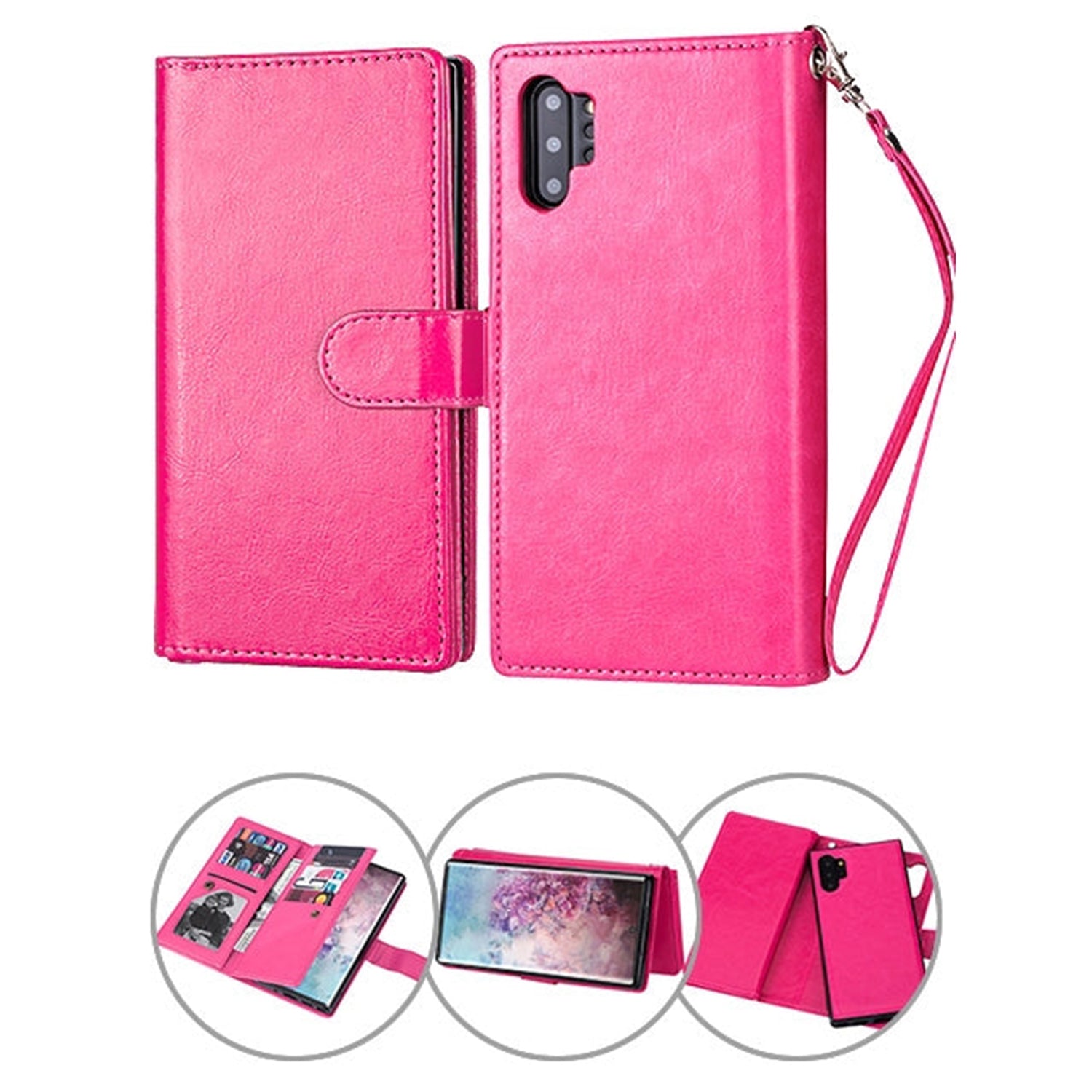 Samsung Galaxy Note 10 Plus 2 in 1 Leather Wallet Case With 9 Credit Card Slots and Removable Back Cover