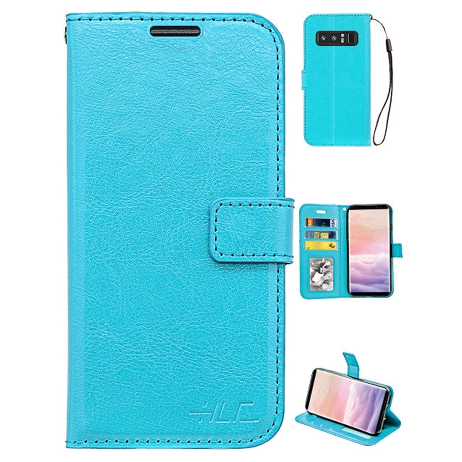 Note 8 Real Plain Leather Wallet Case