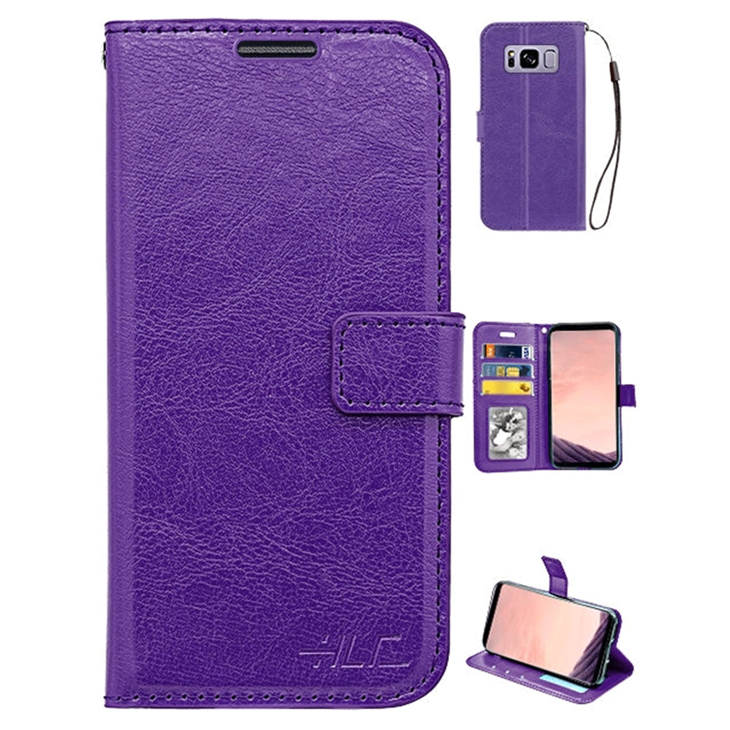 Real Plain Leather Wallet Case for Galaxy S8 Plus