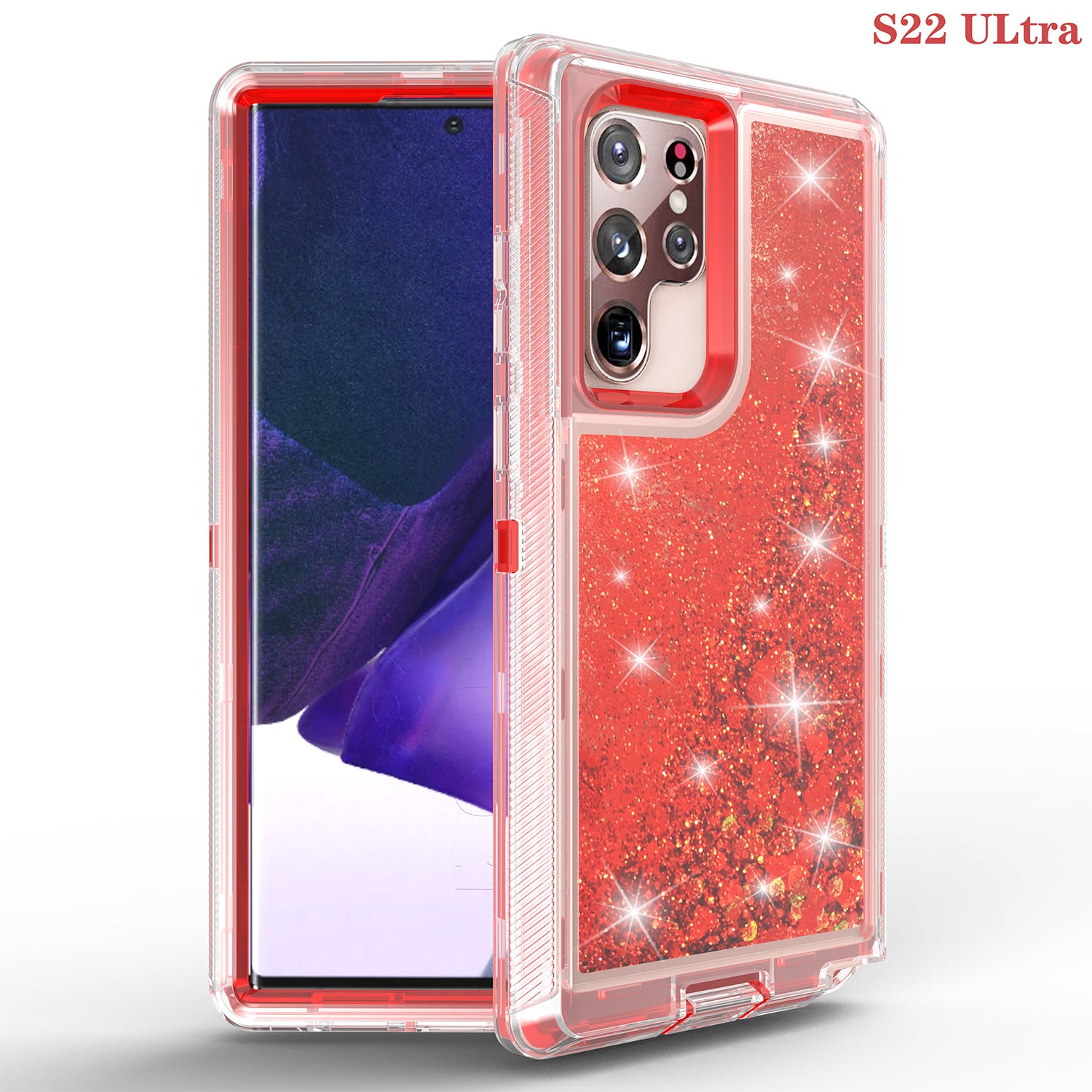 Transparent Floating Glitter Heavy Duty Case for Samsung Galaxy S22 Ultra