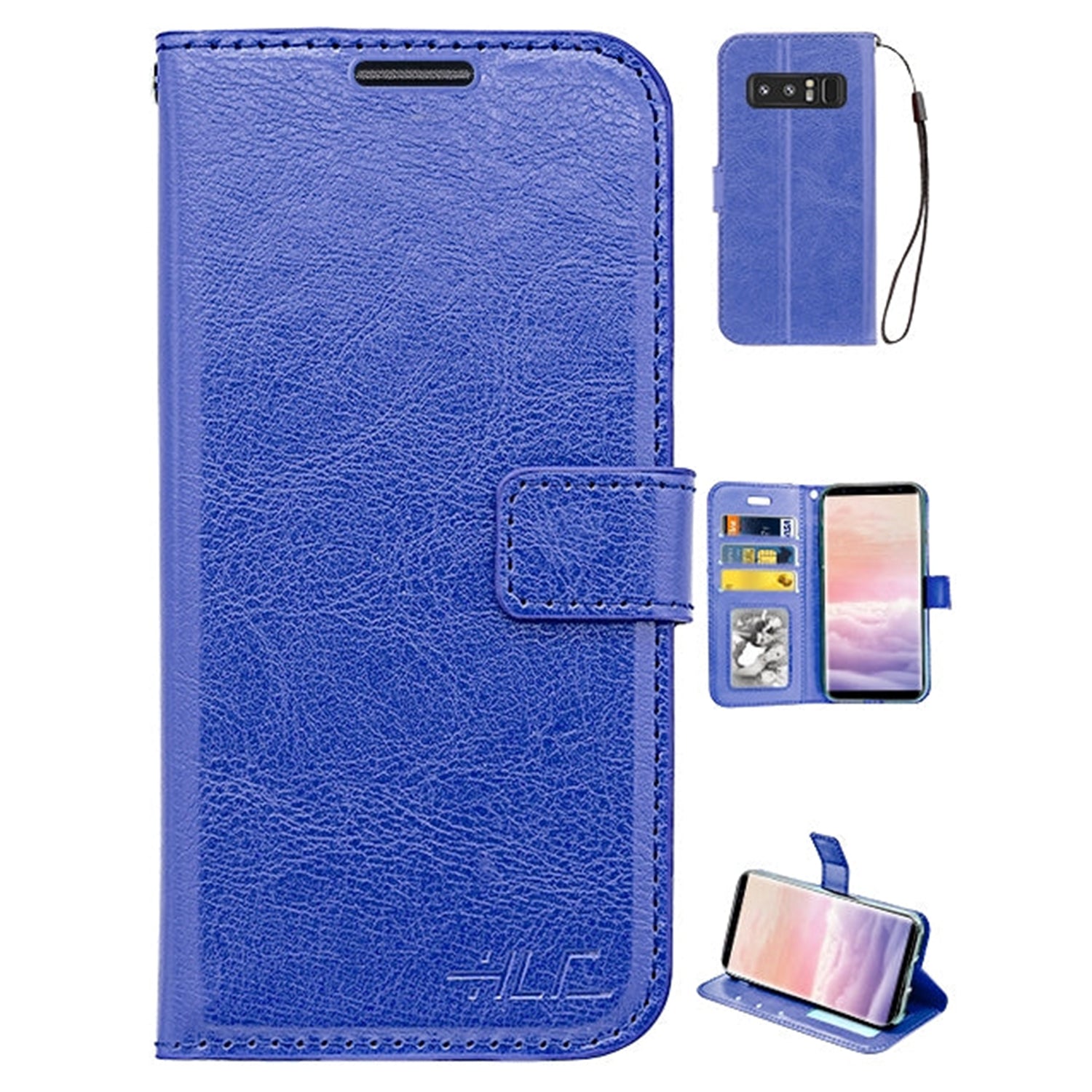 Note 8 Real Plain Leather Wallet Case