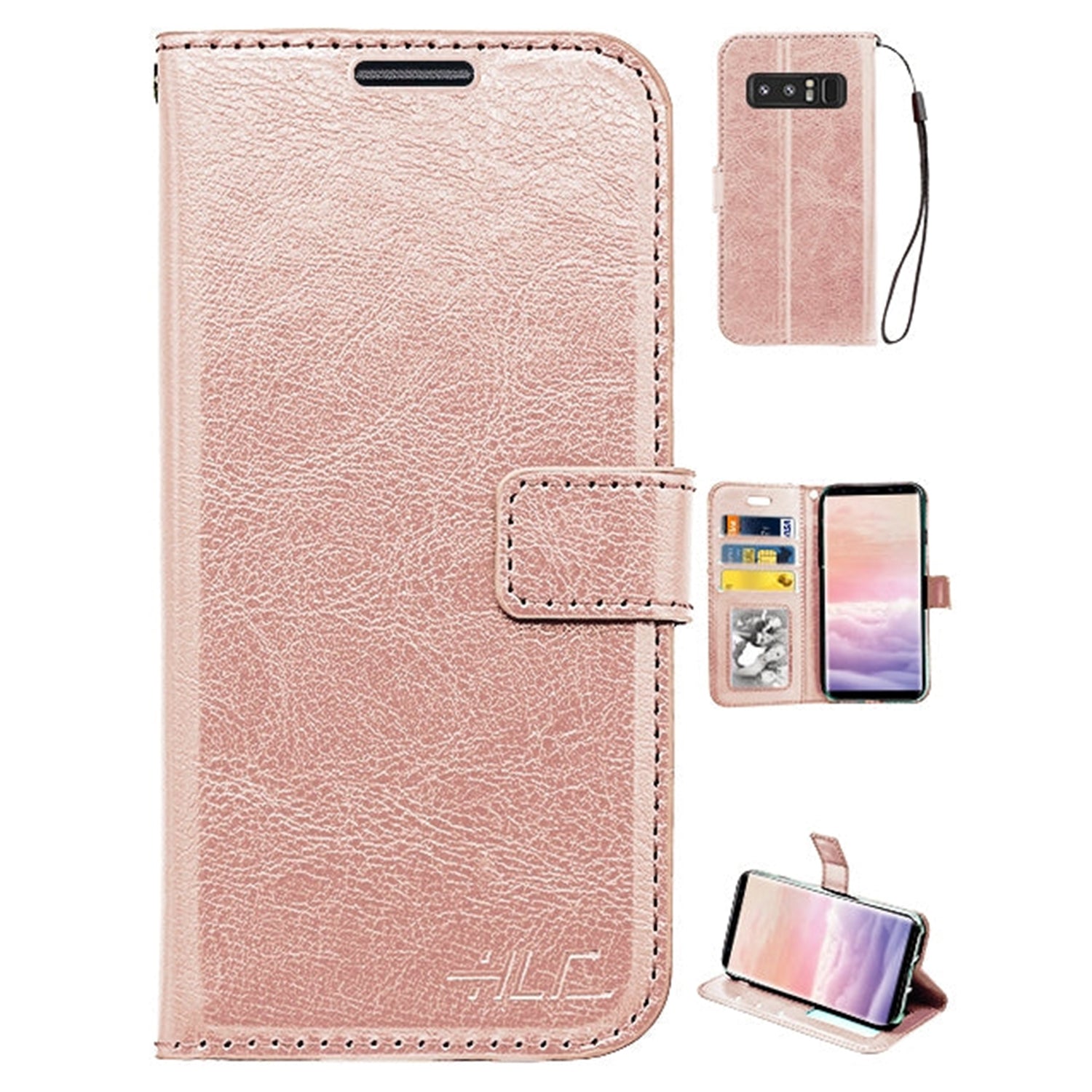 Note 8 Real Plain Leather Wallet Case