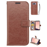 Real Plain Leather Wallet Case for Galaxy S8 Plus