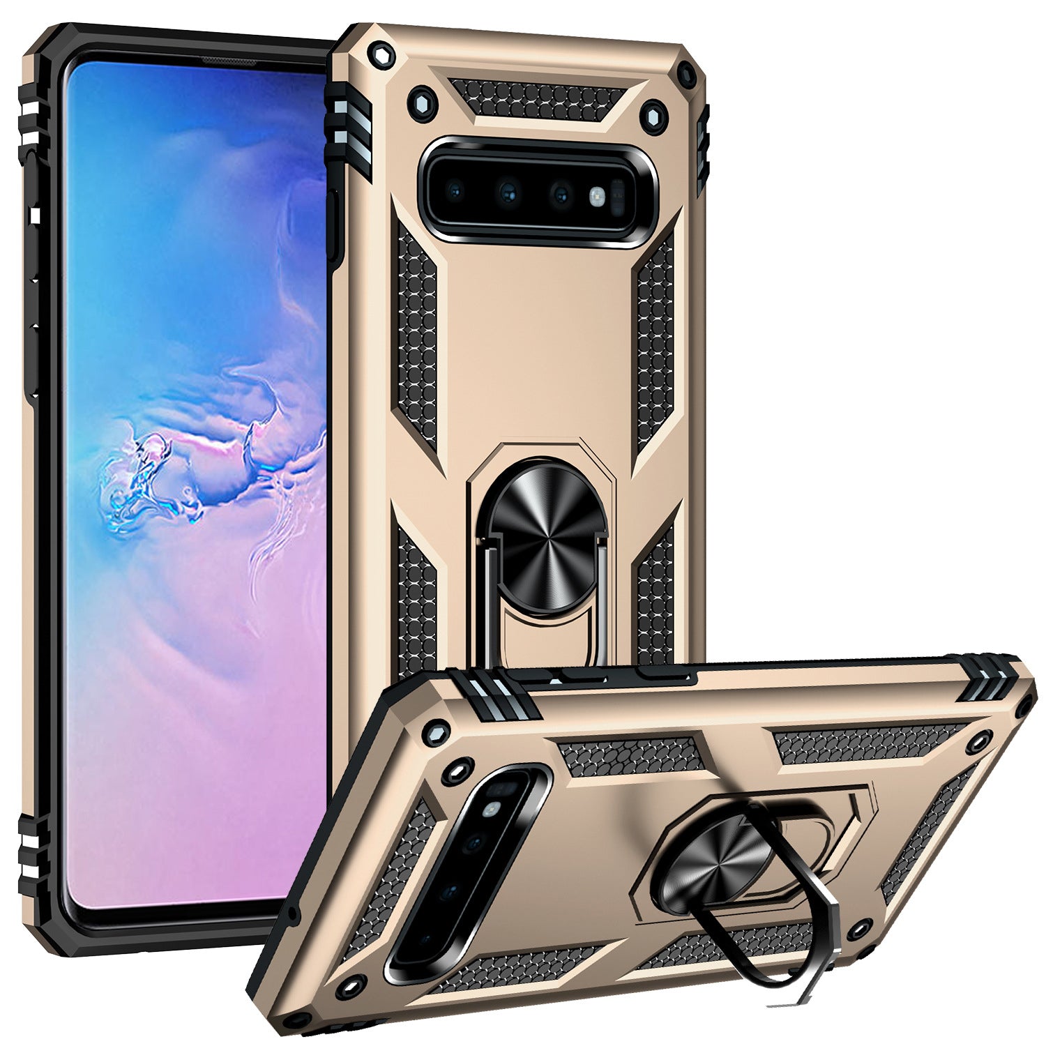 Dual Colors Ring Magnetic GPS car mount Phone Holder for Samsung Galaxy S10 Plus Case