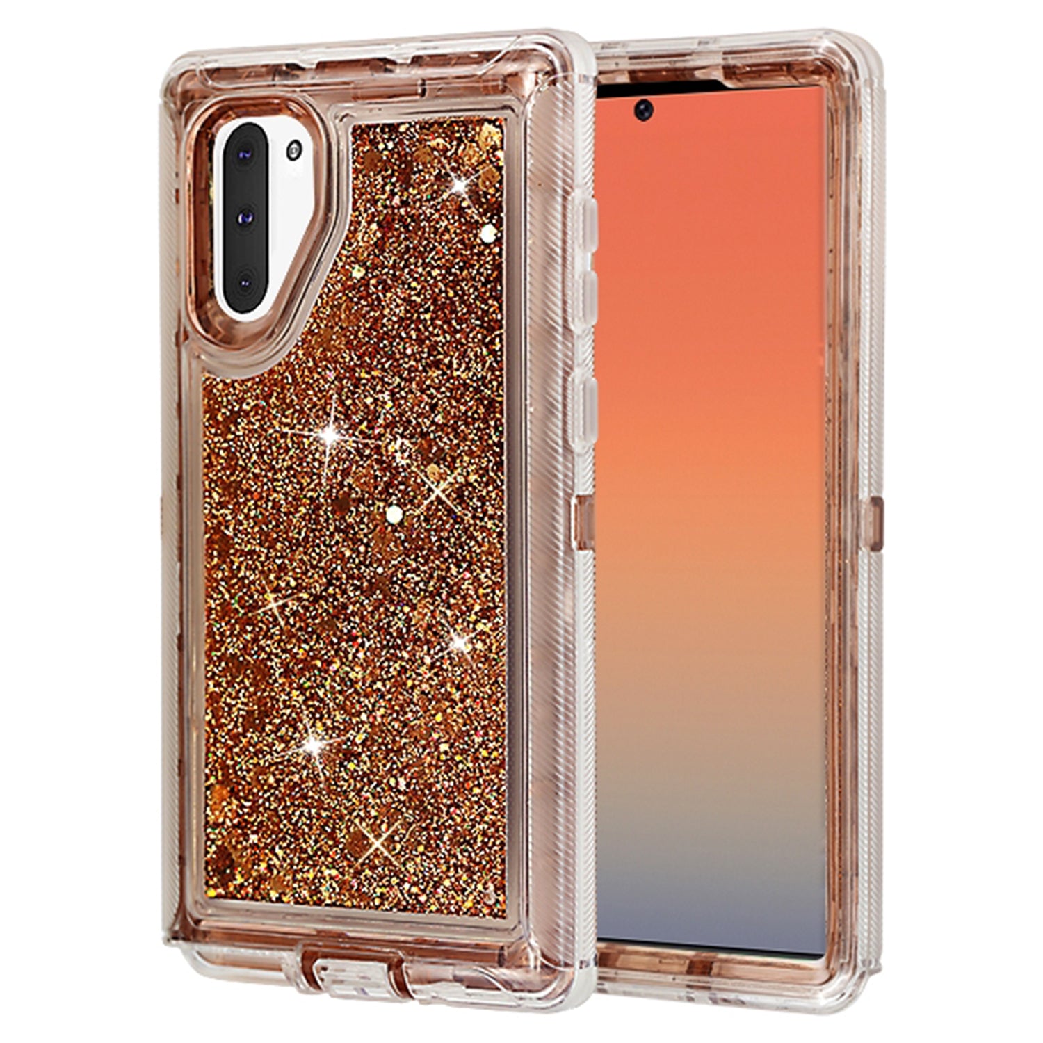 Transparent Floating Glitter Heavy Duty Case Compatible with Samsung Galaxy Note 10