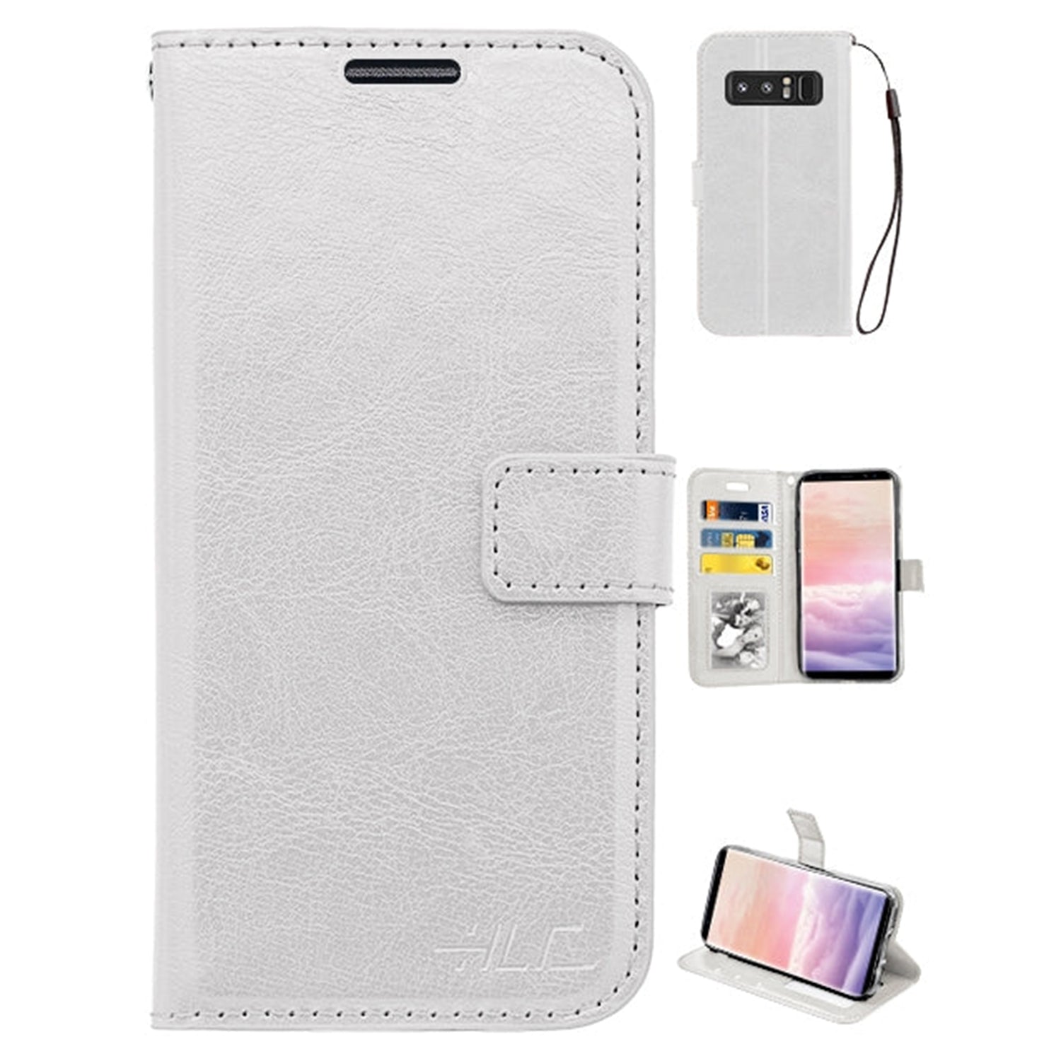 Note 8 Real Plain Leather Wallet Case