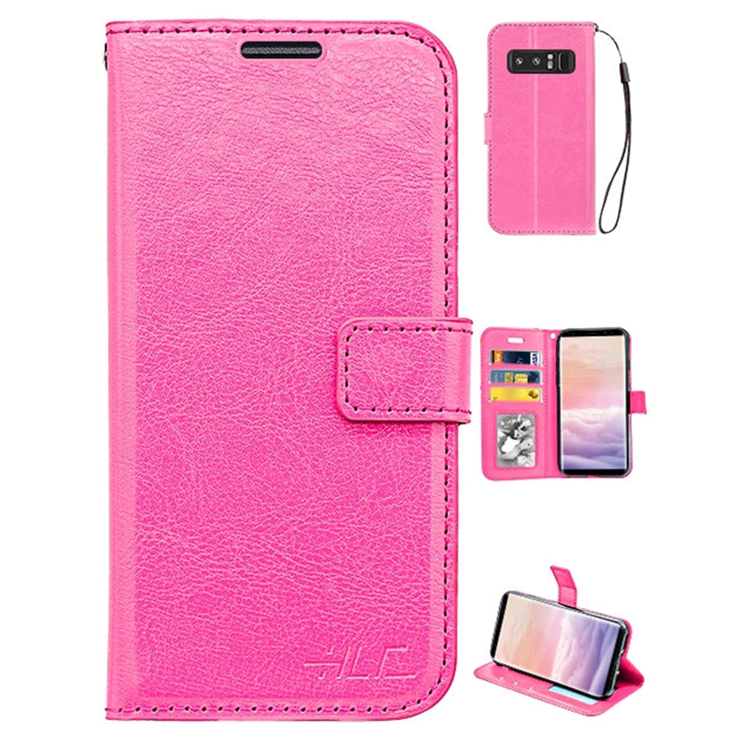 Note 8 Real Plain Leather Wallet Case