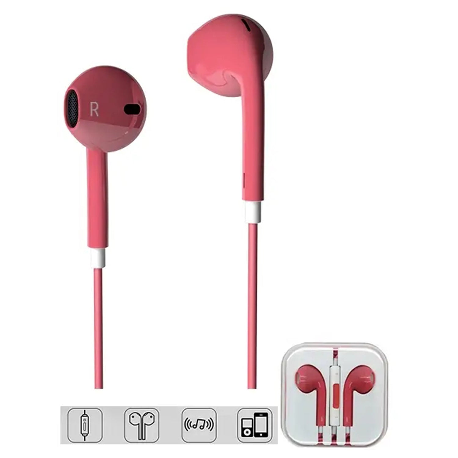3.5MM Aux Earphone with Built-in Microphone & Volume Control for iPhone 6/SE/5/Android