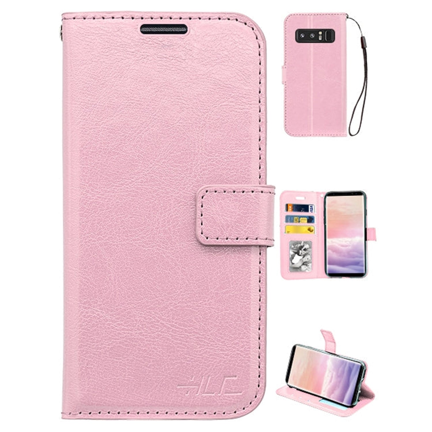 Note 8 Real Plain Leather Wallet Case