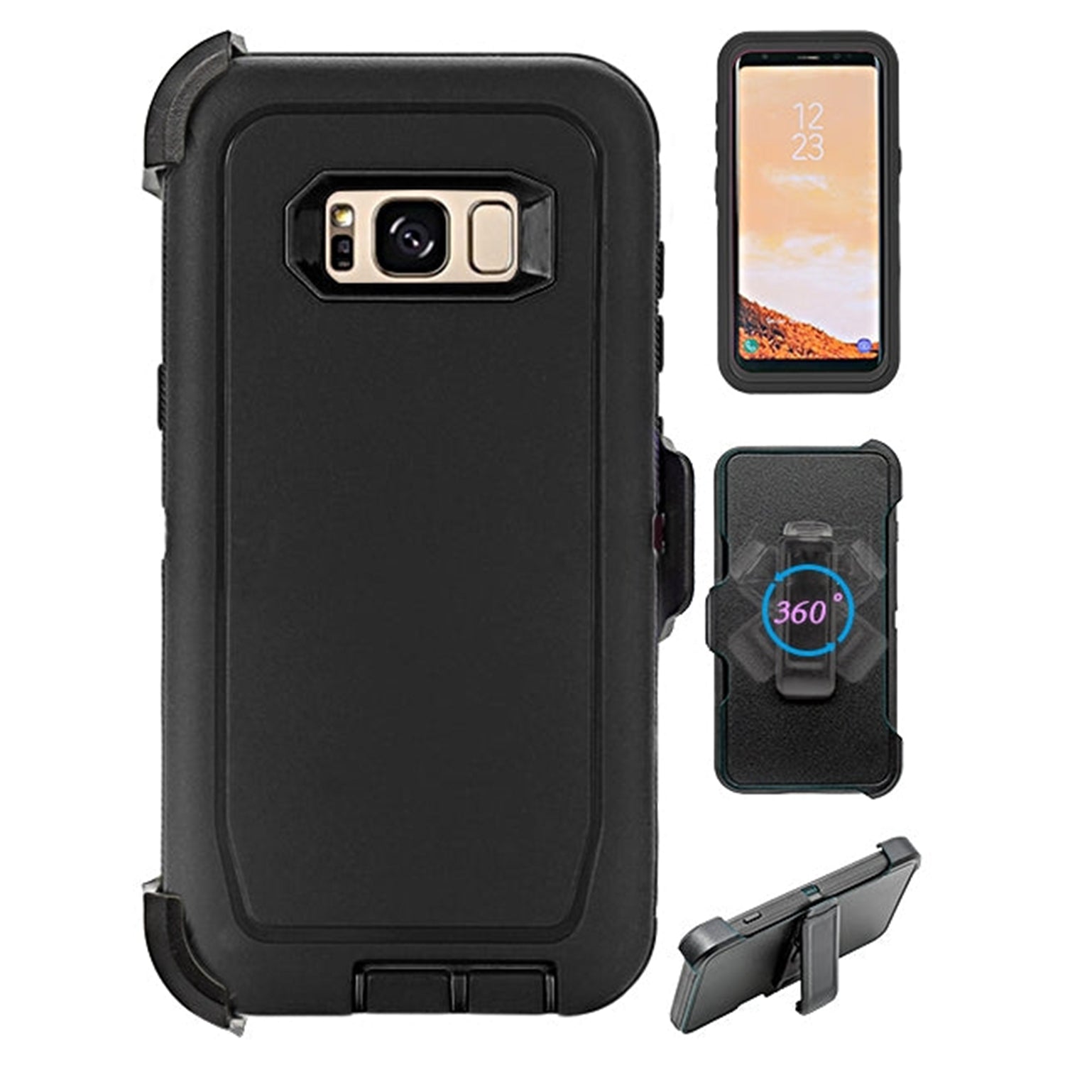 Samsung Galaxy S8 Heavy Duty Shock Reduction Case with Belt Clip (No Screen)