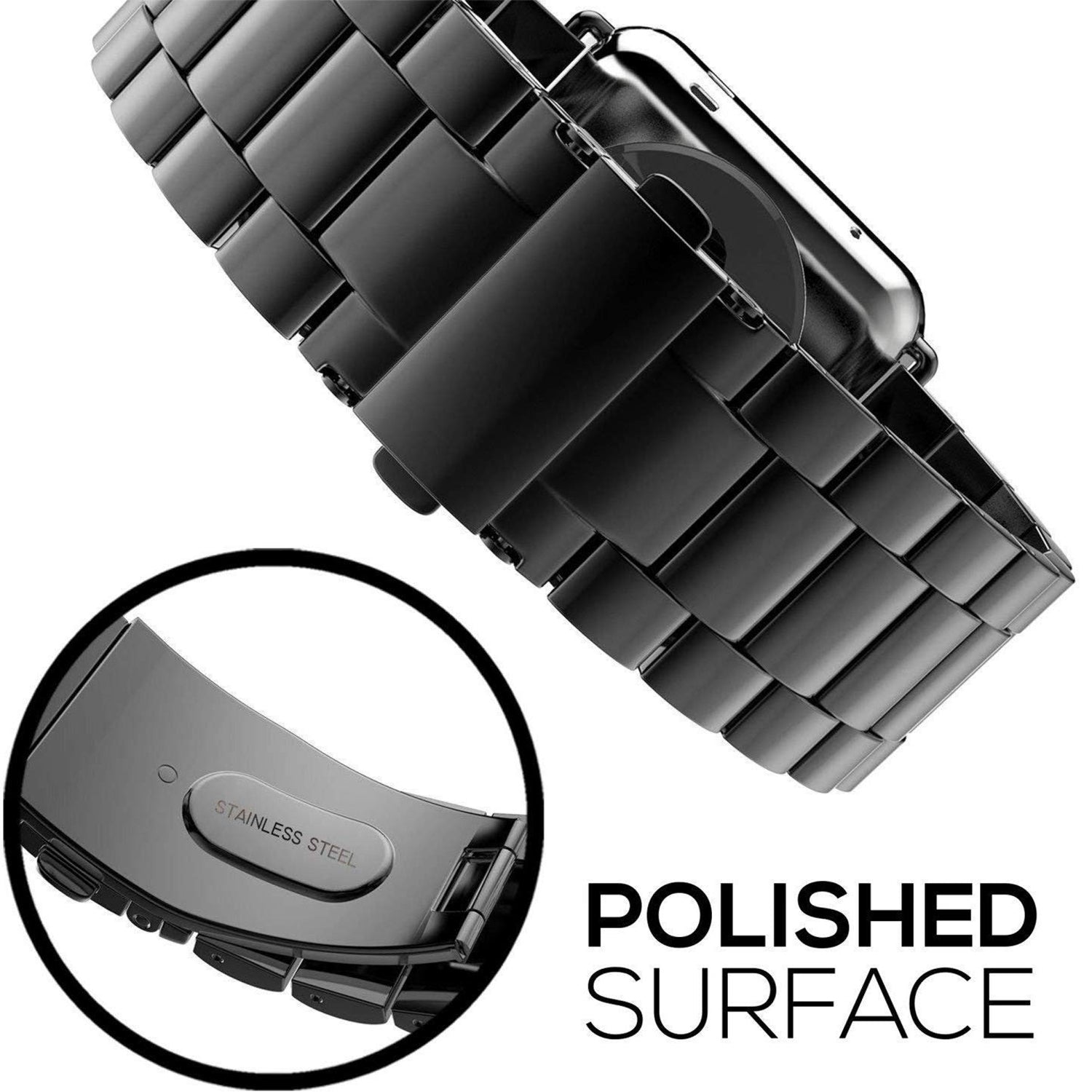 42/44 mm Stainless Steel Wristband with Butterfly Buckle for i-Watch Series 4/3/2/1