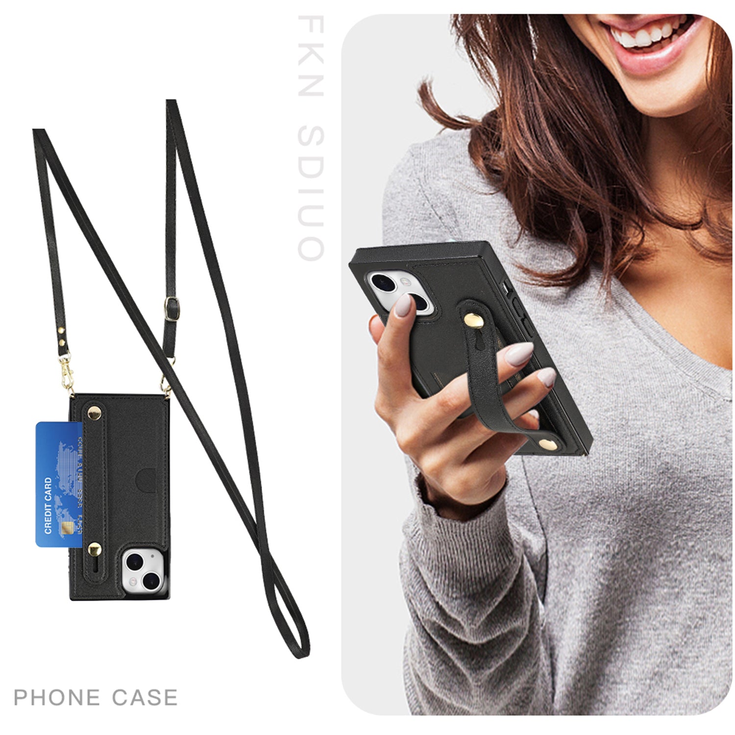 Fashion Leather Case with 1 Credit Card Slots for iPhone 14/13(6.1")
