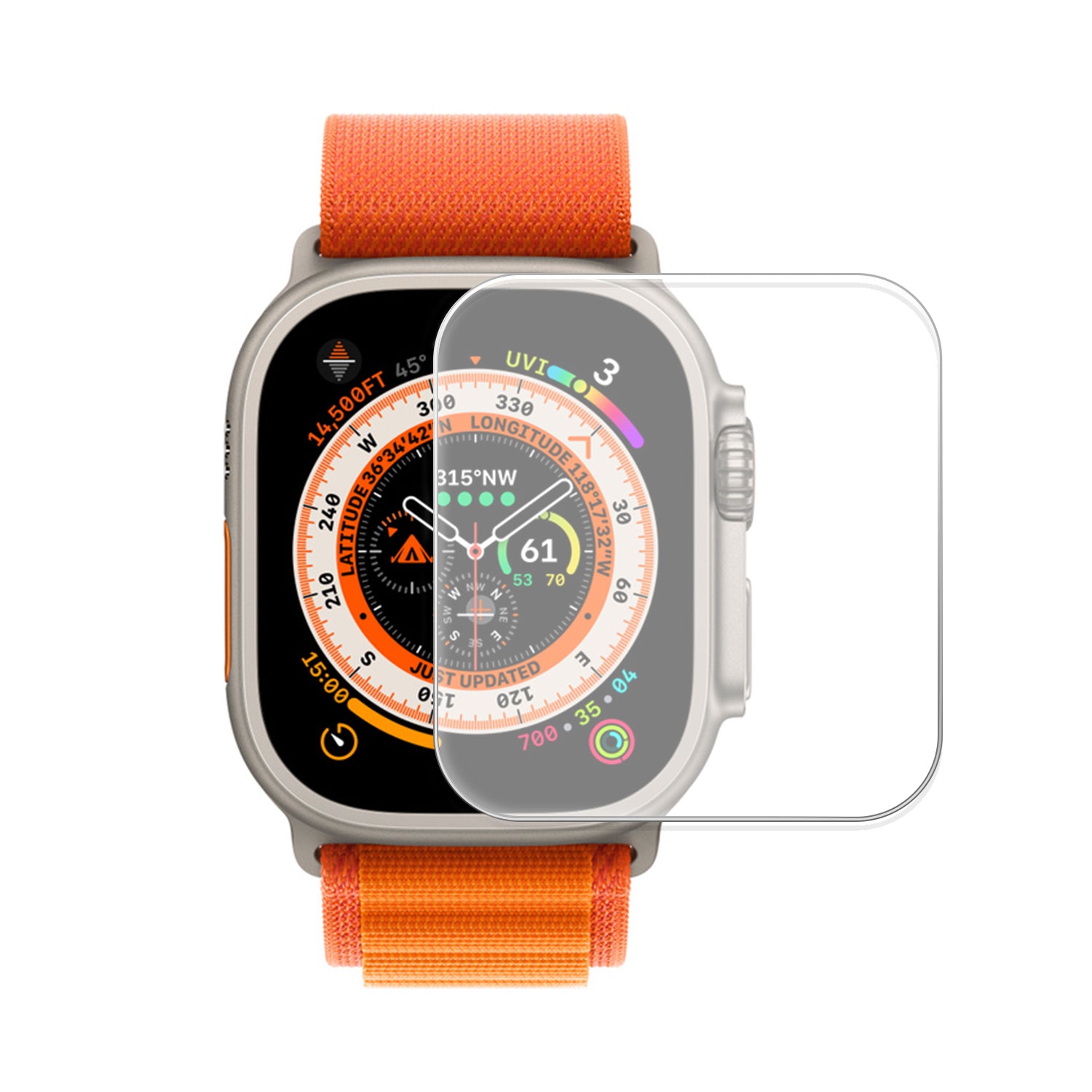 49MM. 3D Clear 3D Curved Tempered Glass for Apple Watch Ultra
