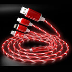 3in1 (Lightning& Type C& Micro) LED Flow Luminous Charging Cable for iPhone& Android Devices