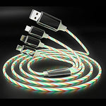 3in1 (Lightning& Type C& Micro) LED Flow Luminous Charging Cable for iPhone& Android Devices