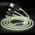 3in1 (Lightning& Type C& Micro) LED Flow Luminous Charging Cable for iPhone& Android Devices