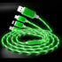 3in1 (Lightning& Type C& Micro) LED Flow Luminous Charging Cable for iPhone& Android Devices