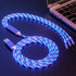 3in1 (Lightning& Type C& Micro) LED Flow Luminous Charging Cable for iPhone& Android Devices