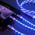 3in1 (Lightning& Type C& Micro) LED Flow Luminous Charging Cable for iPhone& Android Devices