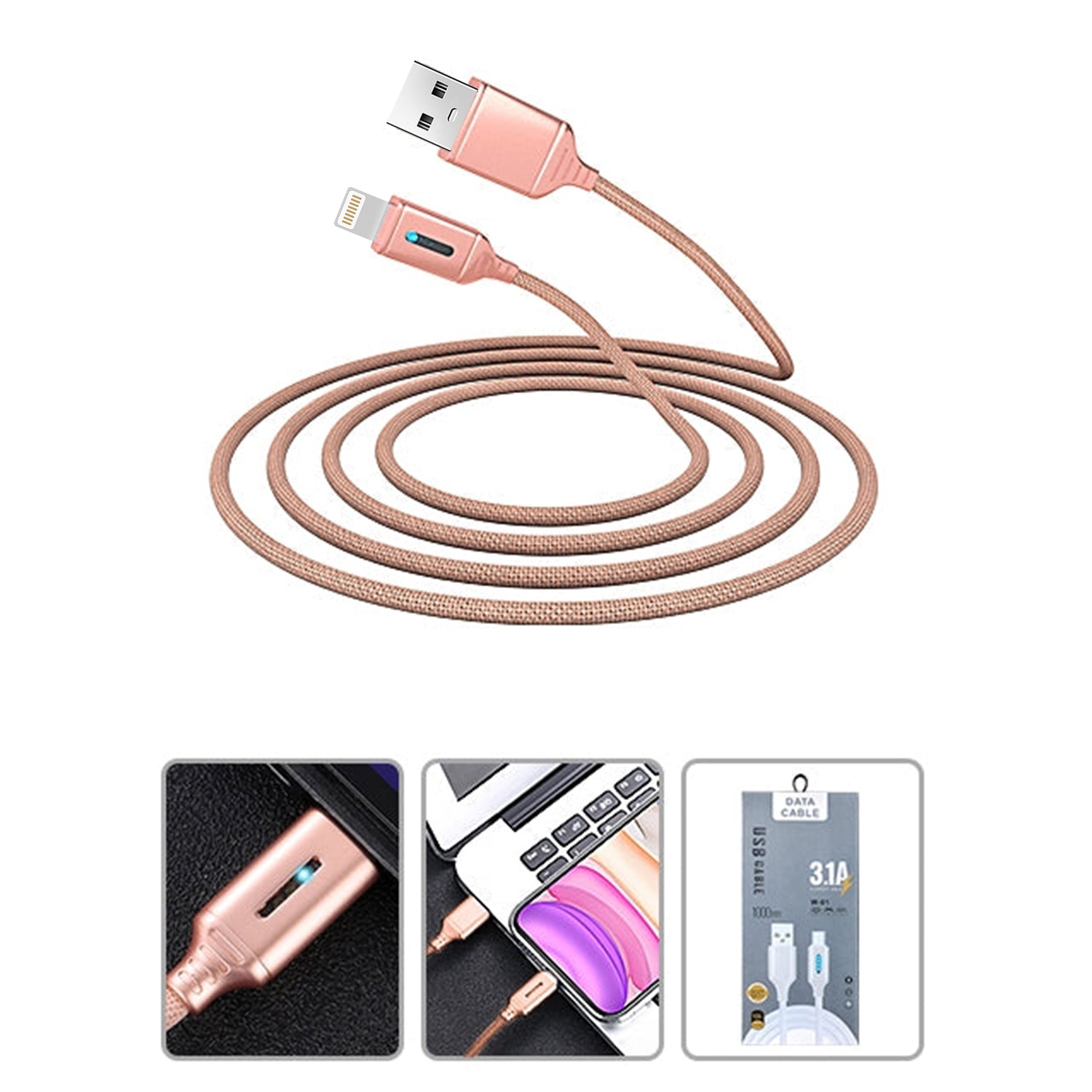 LED Visible Flowing Fast Charging Lightning USB Cable