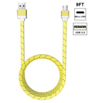 Extra Long Nylon Corded Cable Micro USB for Samsung Products (9FT)