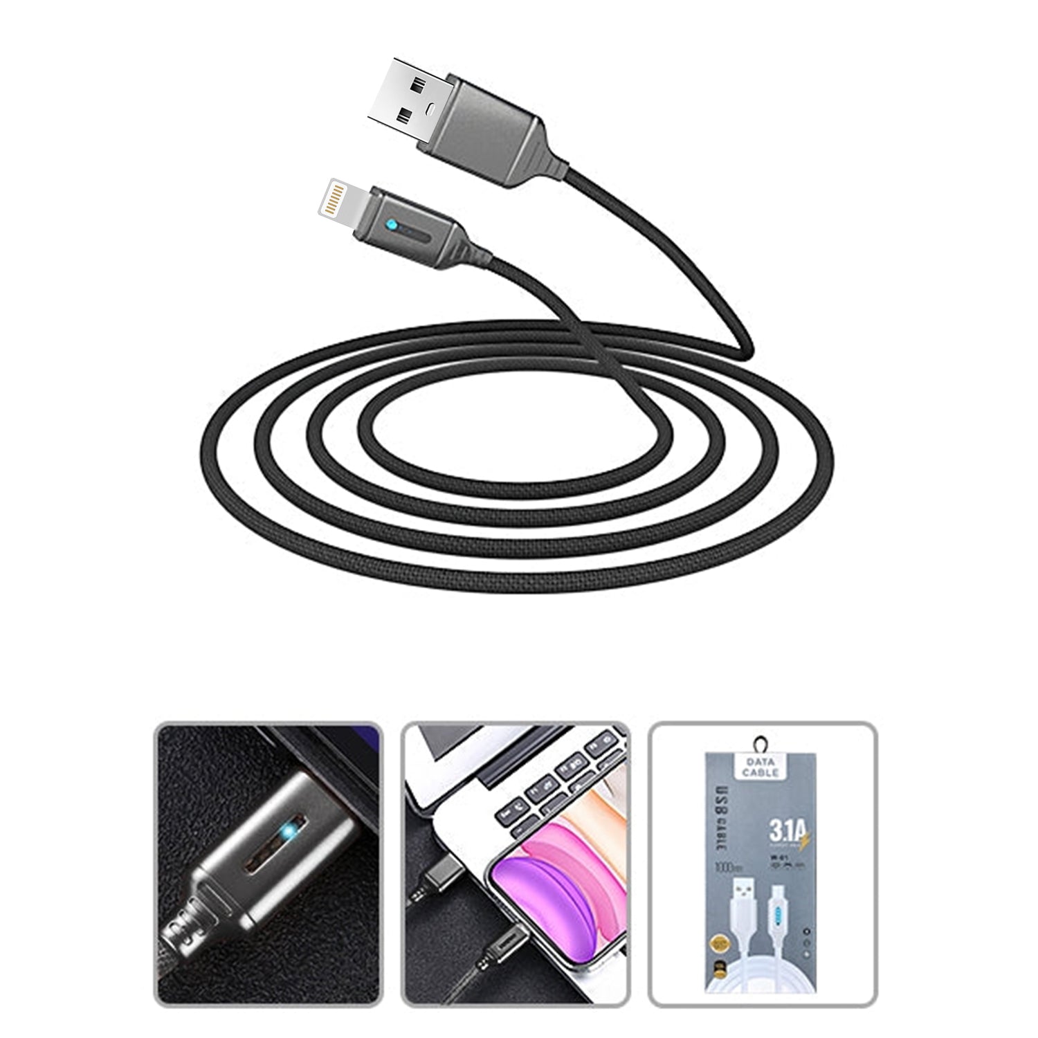 LED Visible Flowing Fast Charging Lightning USB Cable