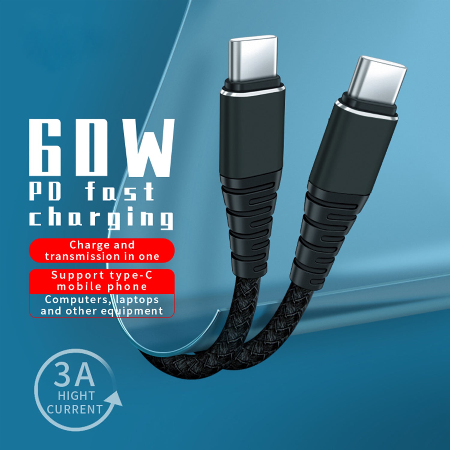 PD USB Type C to USB Type C Fast Charging Cable(3FT)