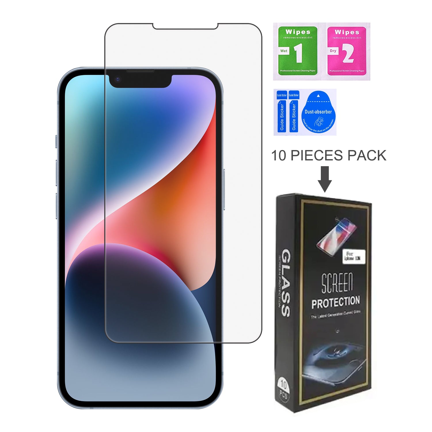 iPhone 14 (6.1'') Black Tempered Glass