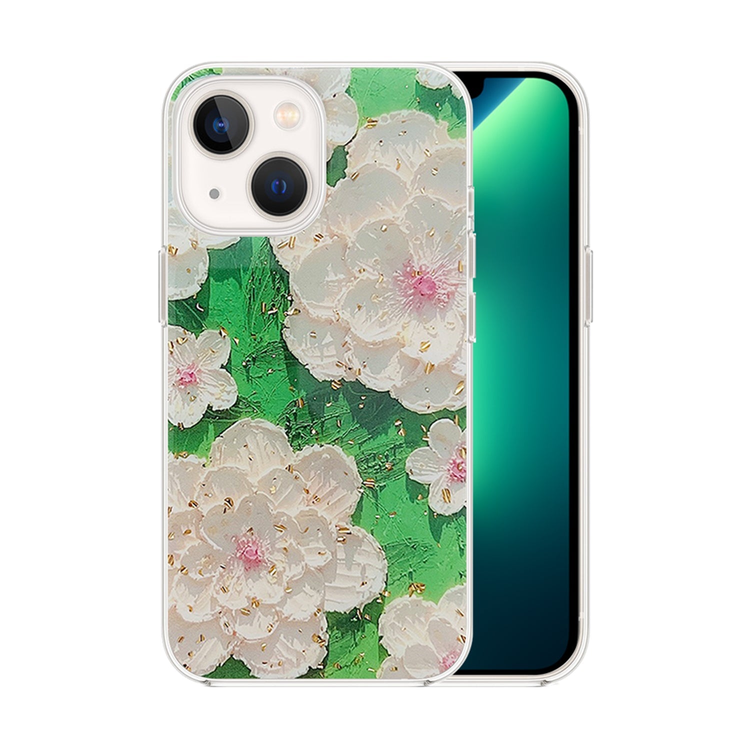 iPhone 13 Mini TPU oil painting flower shiny summer case