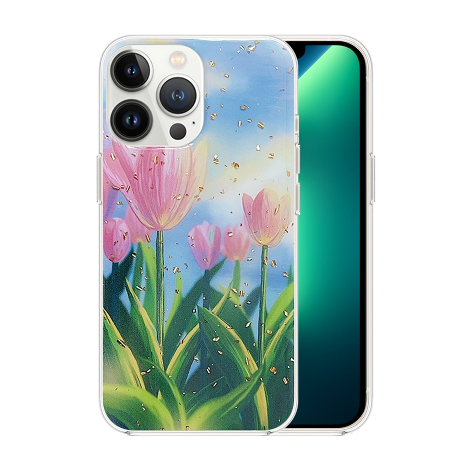 iPhone 13 Pro Max TPU oil painting flower shiny summer case