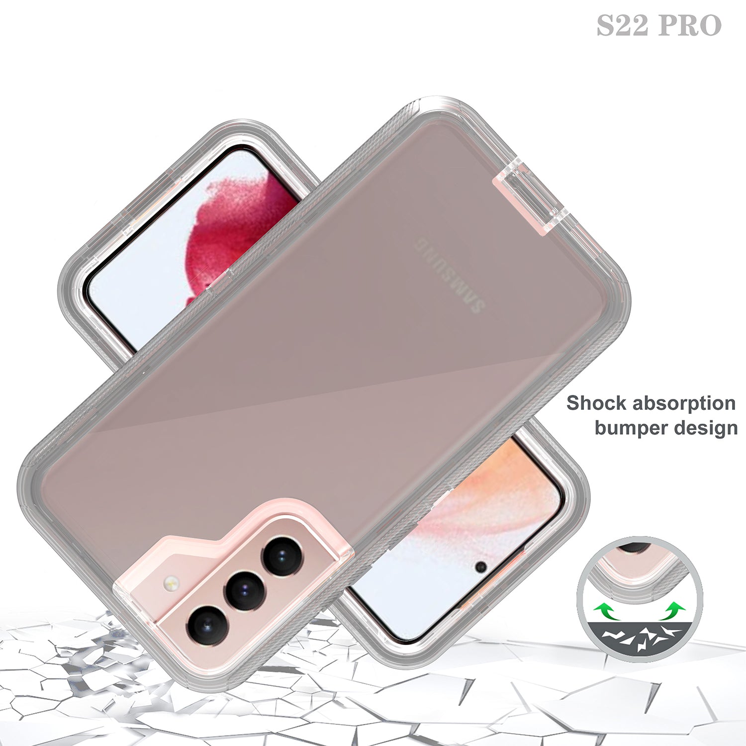 Transparent Full Protection Heavy Duty Case without Clip for Galaxy S22 Plus