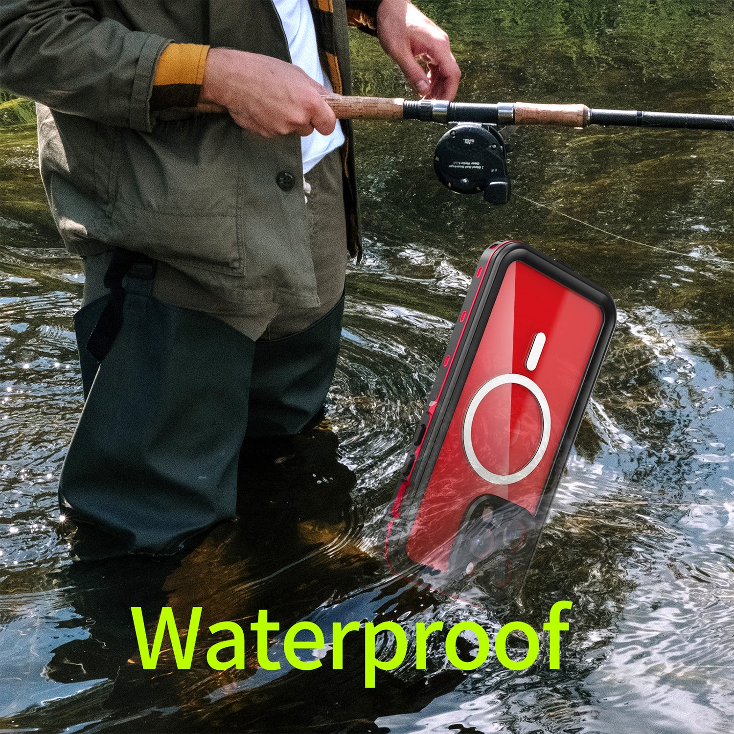 iPhone 15 Pro Max 360 Full Protective Waterproof Case With Built-in Screen Fingerprint Protector