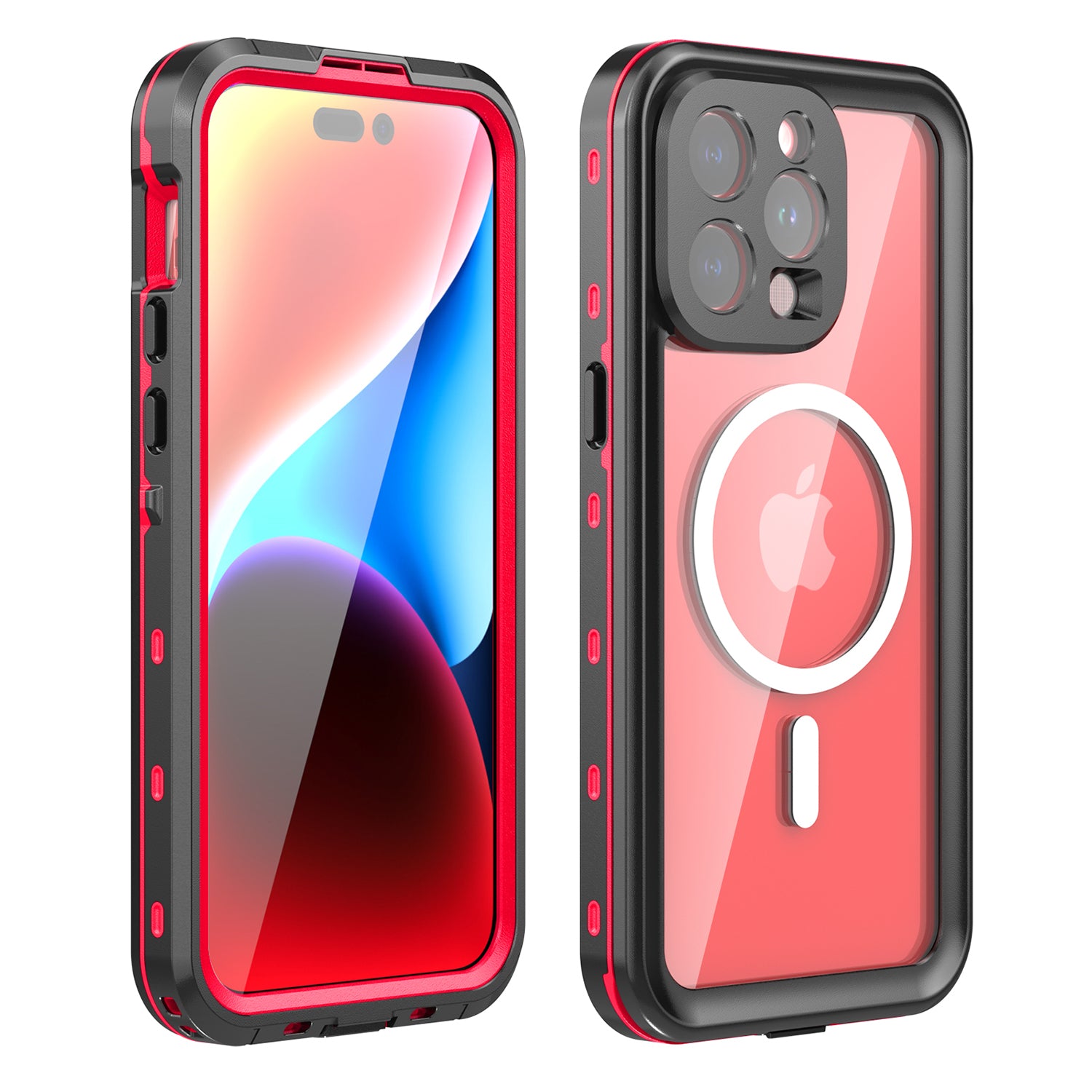 iPhone 15 Pro Max 360 Full Protective Waterproof Case With Built-in Screen Fingerprint Protector