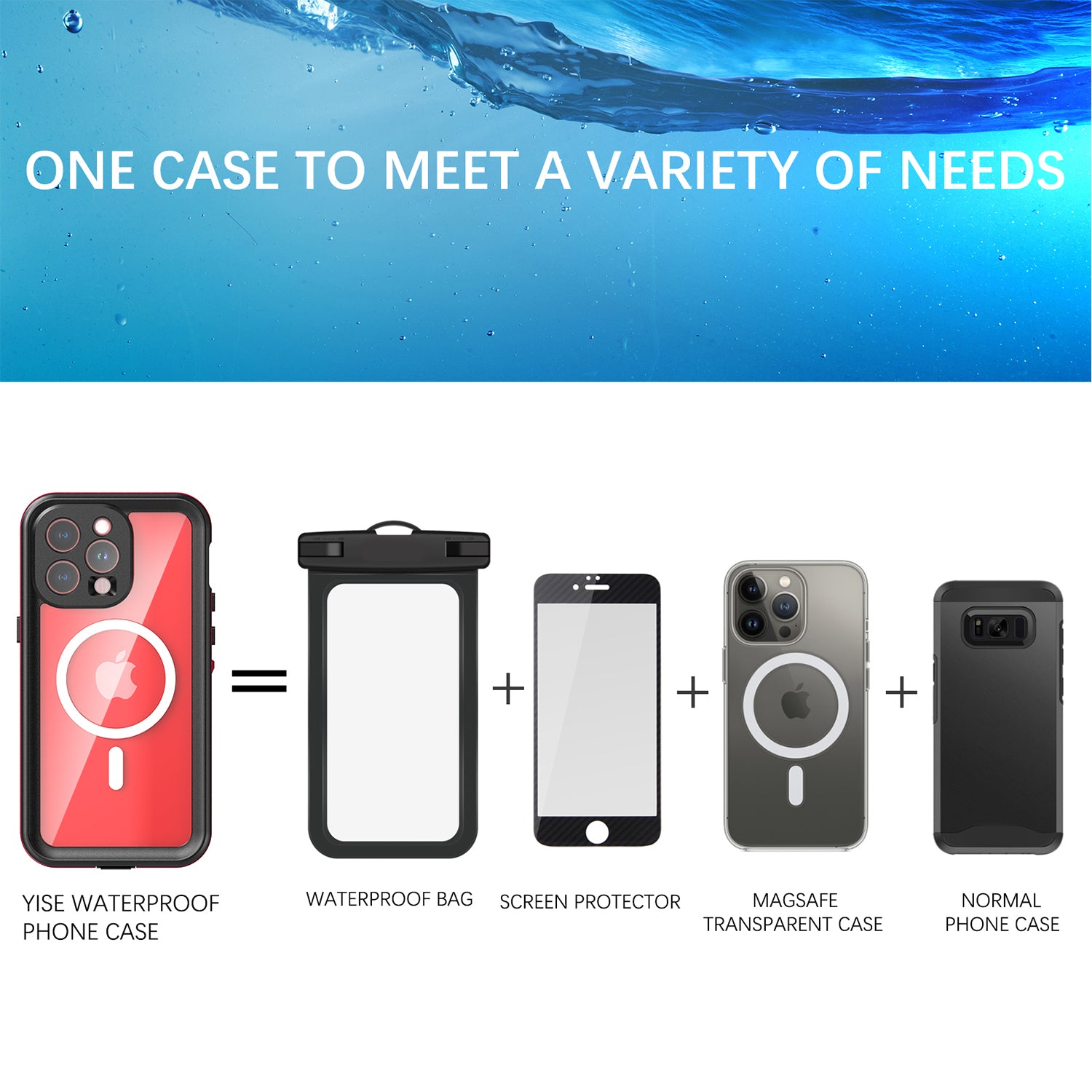 iPhone 15 Pro Max 360 Full Protective Waterproof Case With Built-in Screen Fingerprint Protector
